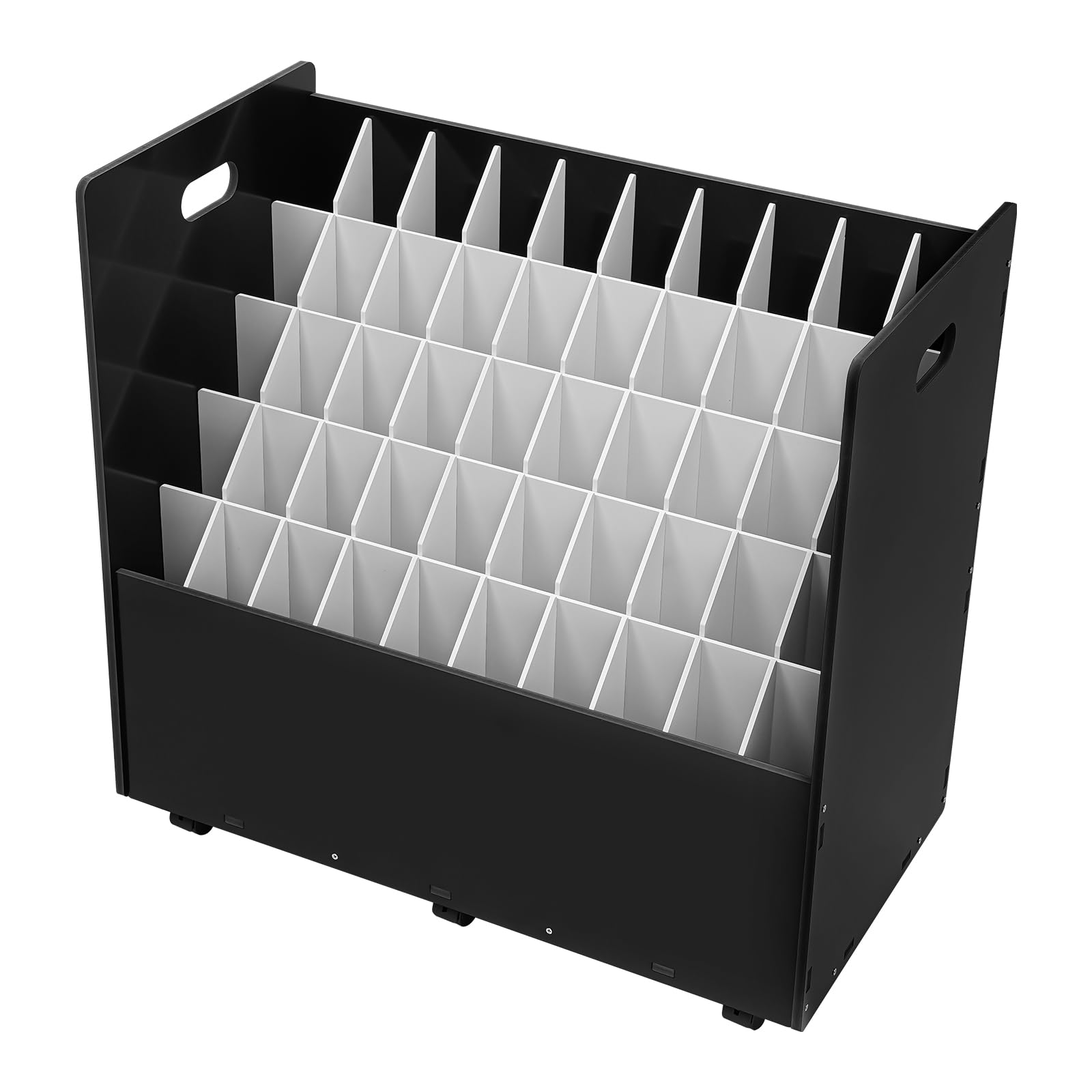 50-Slot Blueprint Storage Rack Cart with Wheels - Portable Construction Plan Holder & Organizer for Blueprints, Drawings, and Roll Files - Ideal for Architects, Engineers, and Construction Sites (Black)
