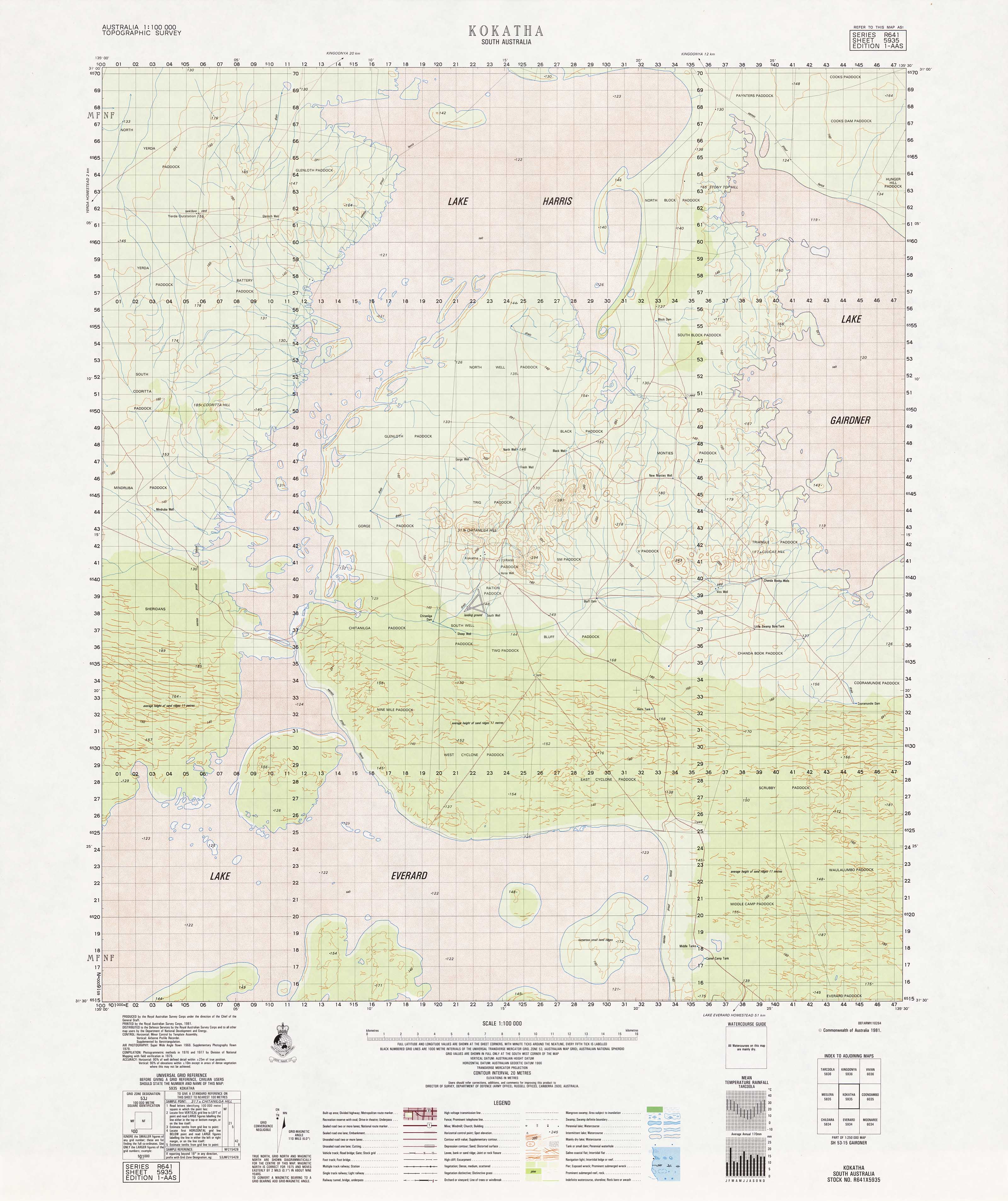 5935 Kokatha 1:100k Topographic Map - Detailed Australia Geological Survey Map for Hiking, Camping & Outdoor Exploration