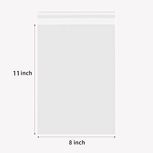 Yotelab 8x11 Inch Self Sealing Cellophane Bags - 100 Pcs Clear Resealable Plastic Bags for Product Packaging, Clothing Storage, Photo & Card Protection - Perfect for Retail, Crafts & Gift Wrapping