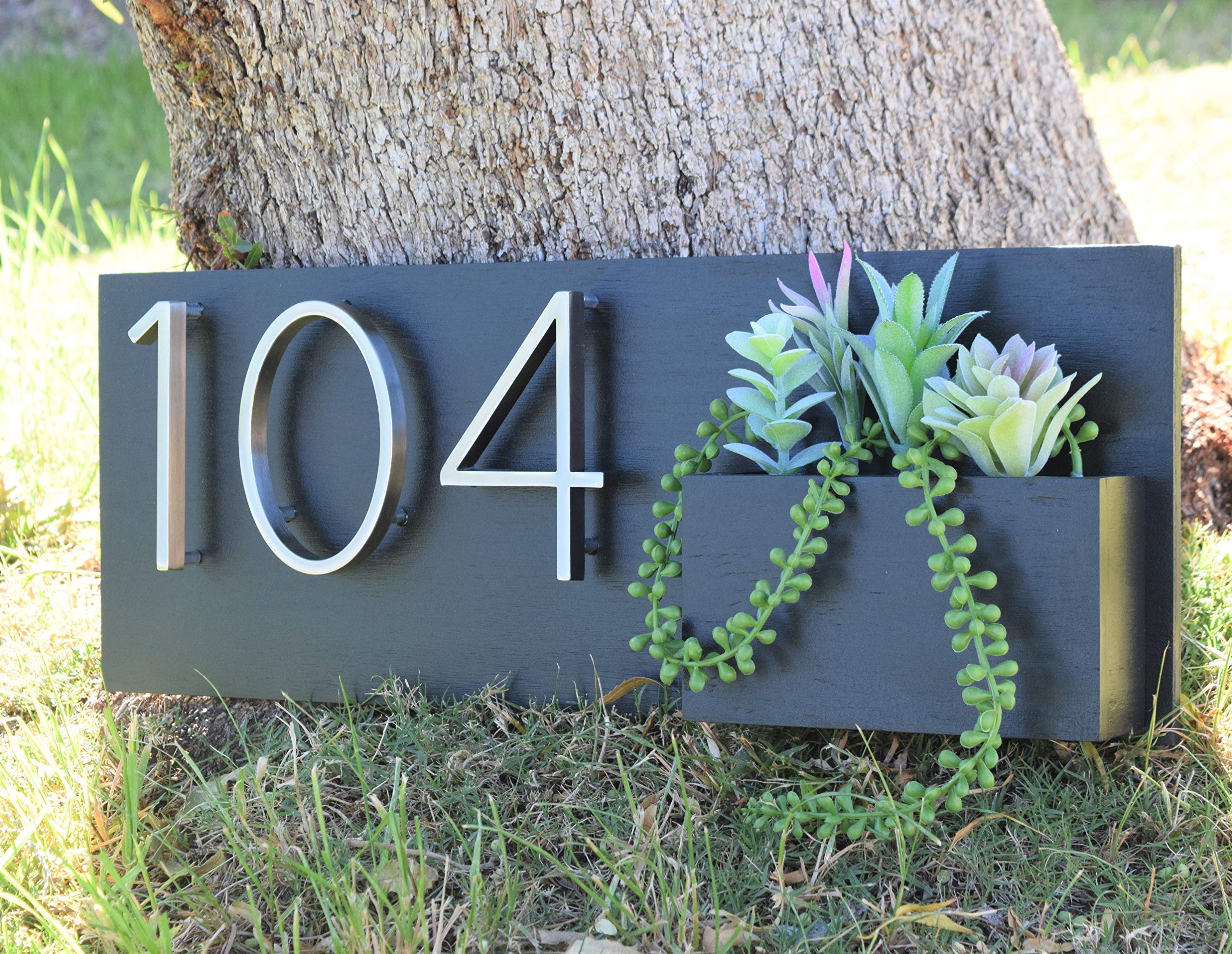 Vertical Address Sign with Planter Box - Modern House Number Display for Mail Delivery & Curb Appeal | Outdoor Home Decor for Front Yard, Porch & Garden
