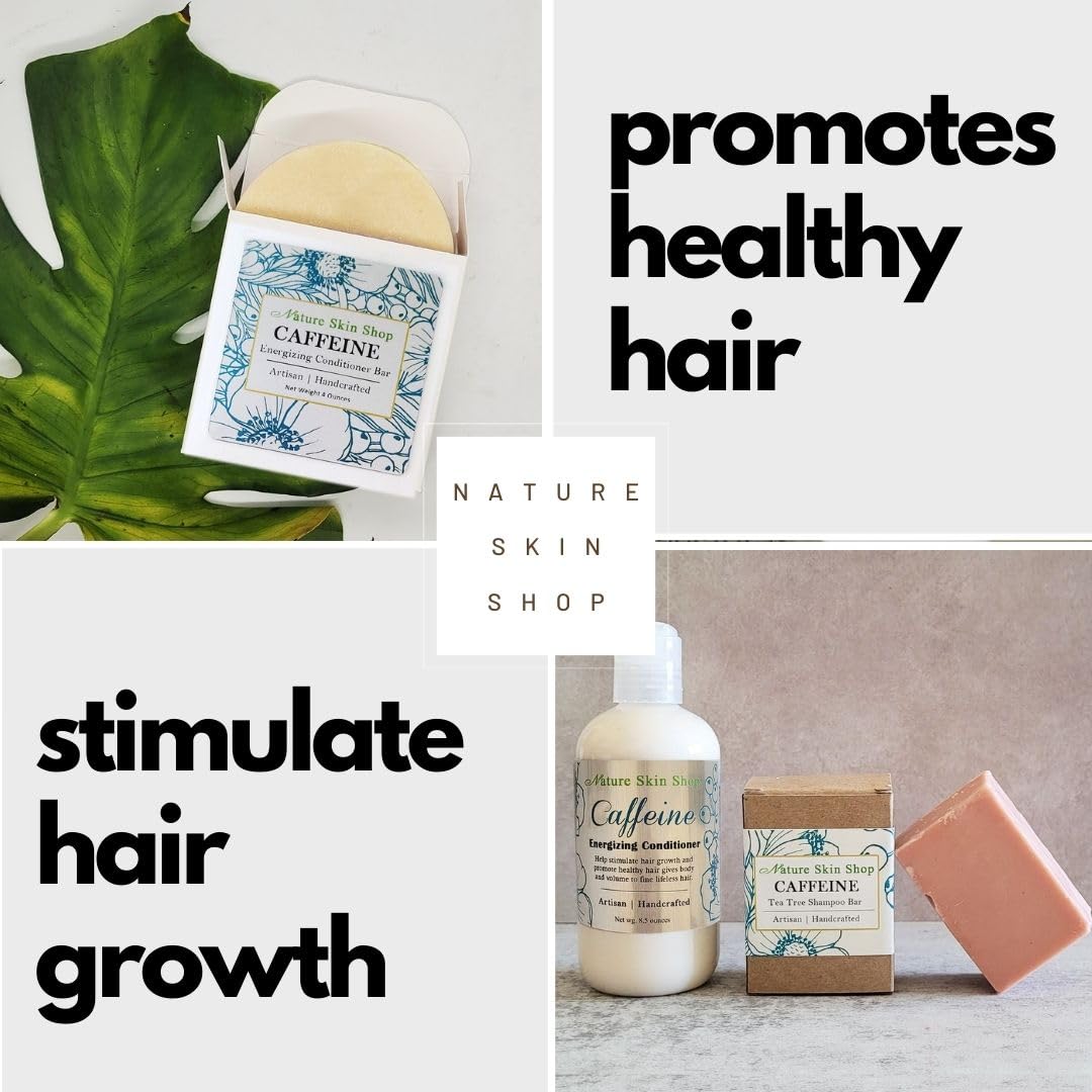 Organic Caffeine & Tea Tree Oil Shampoo Bar with Stimulating Conditioner - Volumizing Hair Growth Treatment for Thinning Hair - Perfect for Travel & Eco-Friendly Hair Care Routine