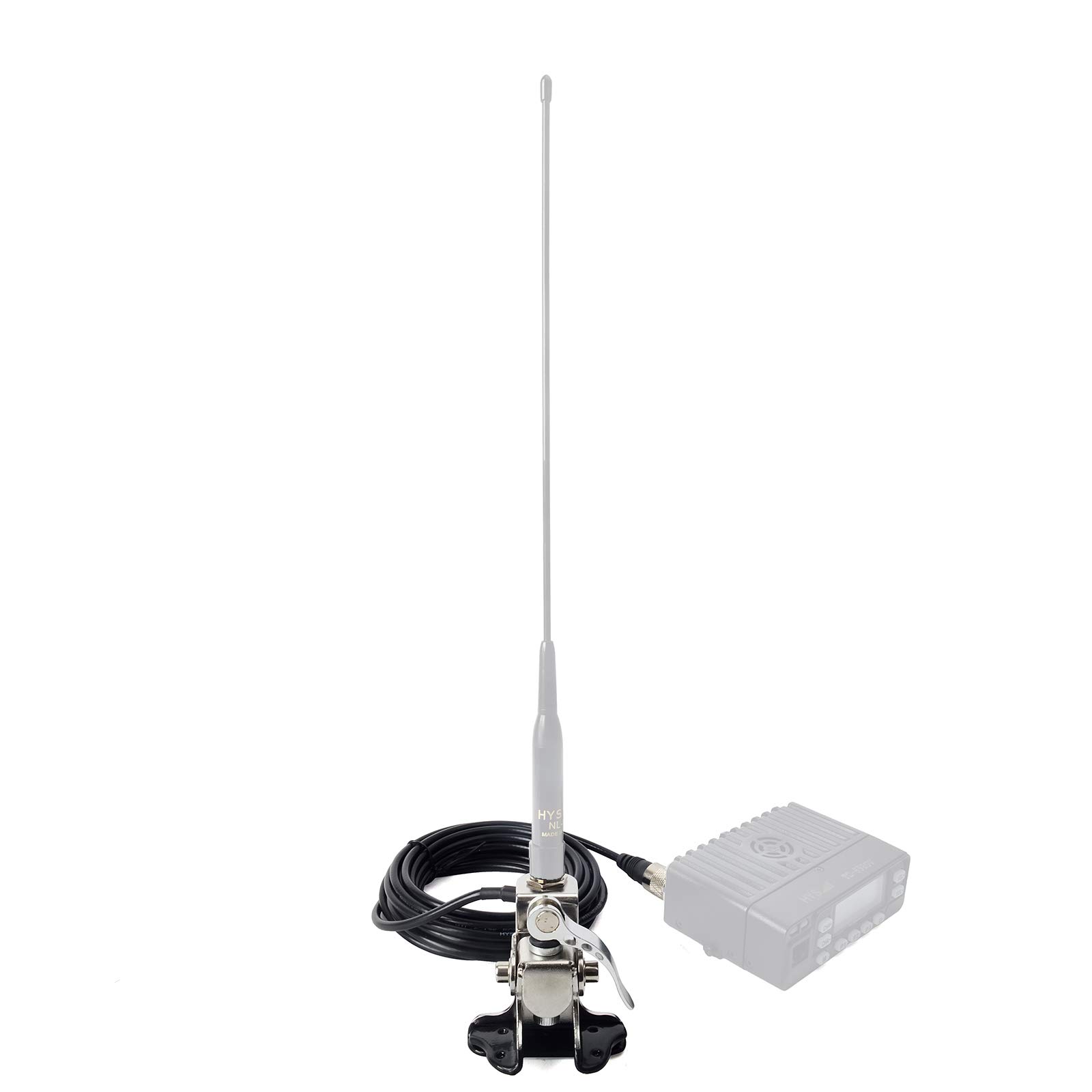 UAYESOK Car Antenna Mount Bracket Clip - Universal Trunk Lid Hatchback Mobile Radio Antenna Base with 5M/16.4ft SO239 to PL-259 RG-58 Coax Cable for Vehicle HAM CB Radio - Perfect for Off-Roading, Emergency Communication & Trucking