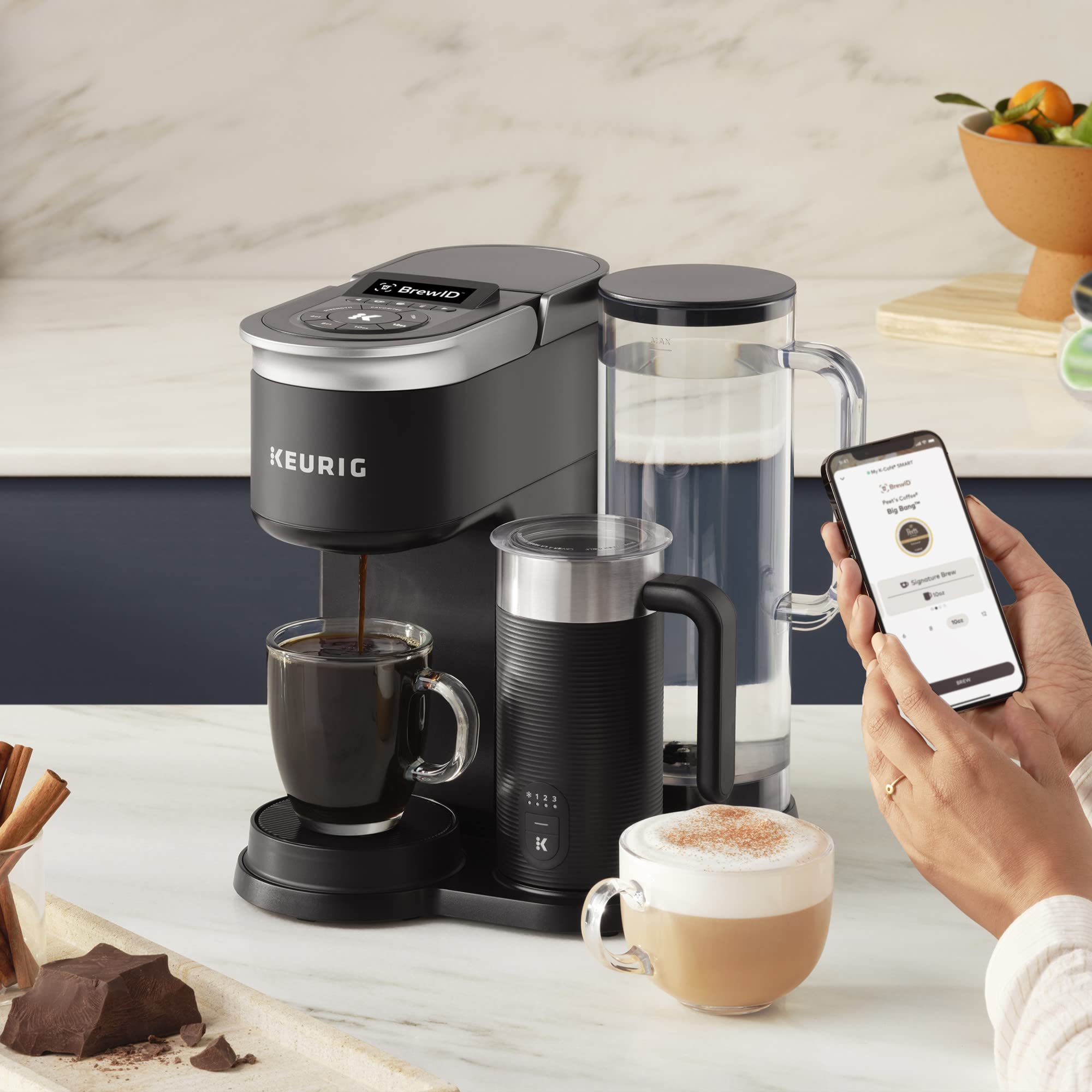 Keurig K-Cafe SMART Single Serve K-Cup Pod Coffee Maker - Latte & Cappuccino Maker, Black | Perfect for Home, Office & Small Spaces | Brews Coffee, Lattes & Iced Drinks