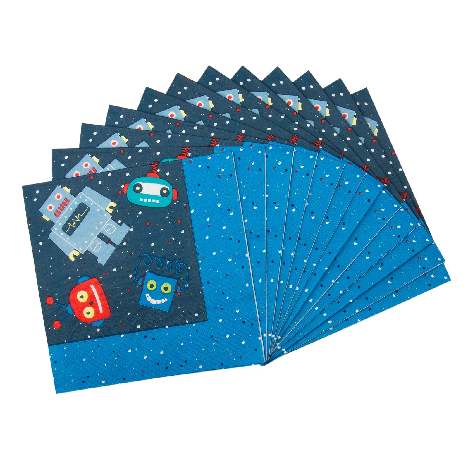 Blue Robot-Themed Birthday Party Supplies - 72-Piece Disposable Paper Plates, Napkins & Cups Set for Boys (Serves 24) - Perfect for Kids' Birthday Parties, Themed Events & Celebrations