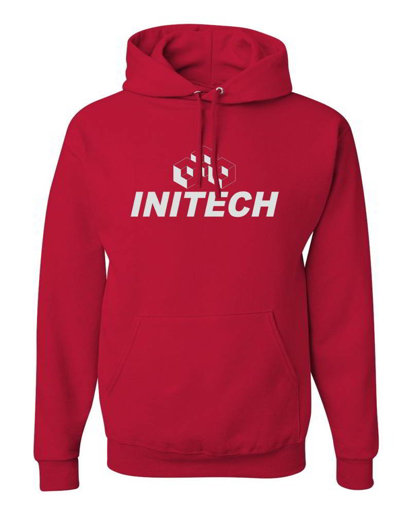 Initech Office Space Movie Graphic Hoodie - Red - Large - Comfortable Cotton Pullover for Casual Wear & Movie Fans