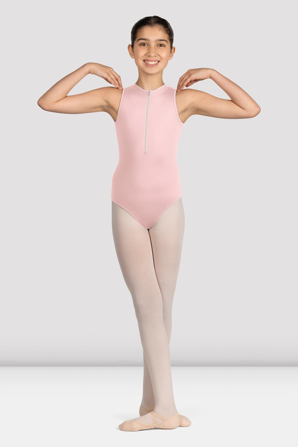 Mirella Glow Girl Zip Front Leotard for Girls - Ballet Dancewear, Gymnastics Leotard with Front Zipper for Kids Dance Class & Performance