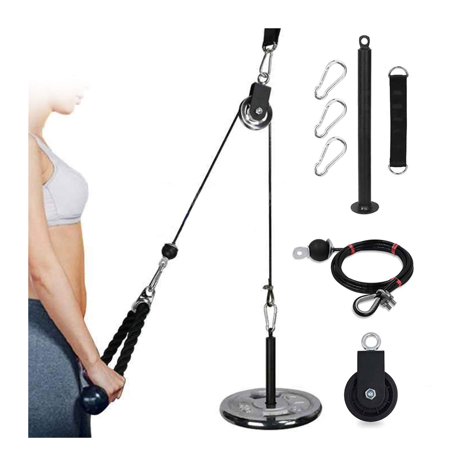 YZZSJC Adjustable Pulley Cable System for Home Gym - Workout Equipment with Loading Pin & Triceps Rope - Fitness Accessories for Strength Training & Muscle Building - Perfect for Home Workouts, CrossFit, and Functional Training (Color: Without Tricep Rope)