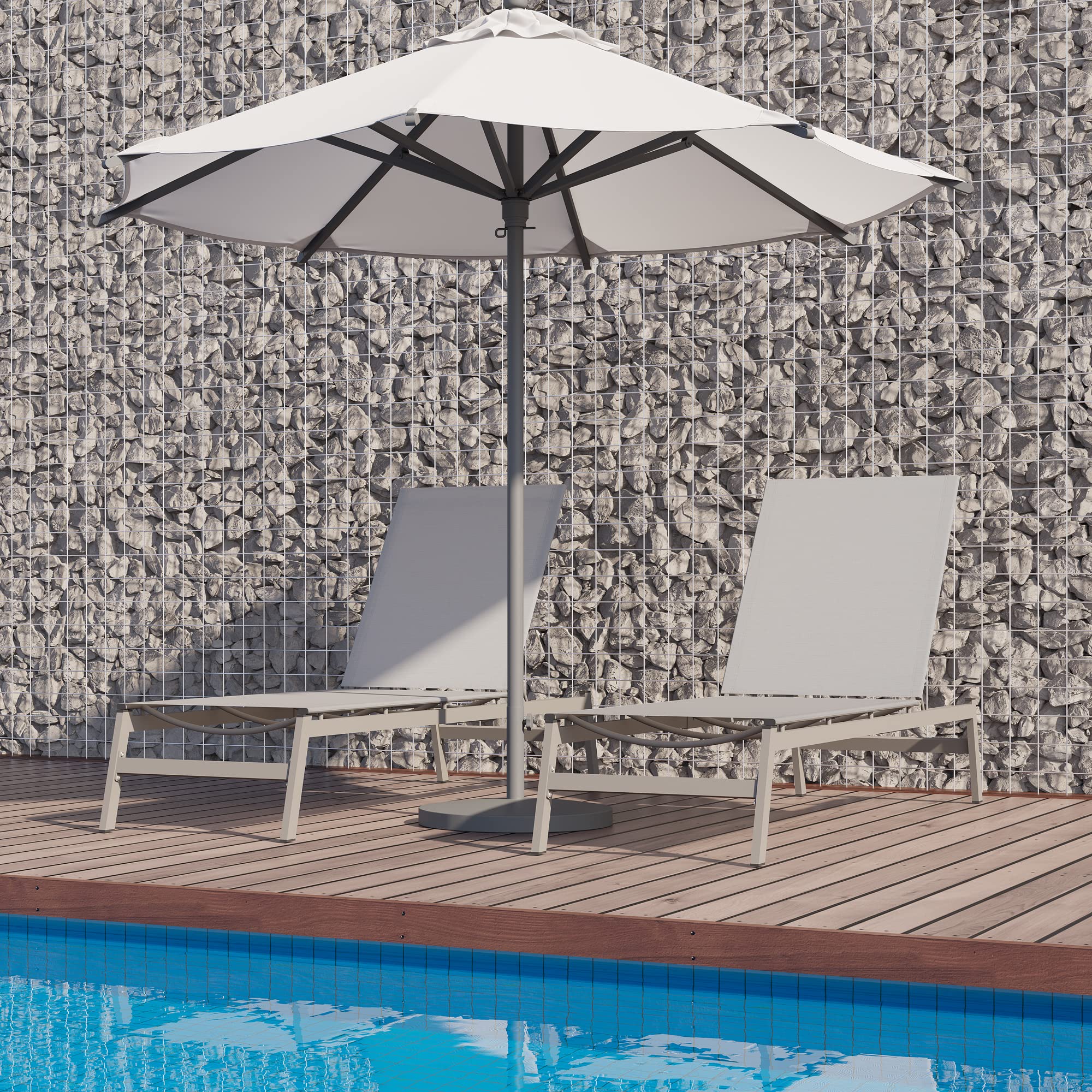 HAPPATIO Patio Chaise Lounge Chair with Breathable Textilene Fabric - All-Weather Outdoor Sun Lounger for Poolside, Beach & Backyard (Ash Gray) | Durable & Comfortable Patio Furniture for Relaxing