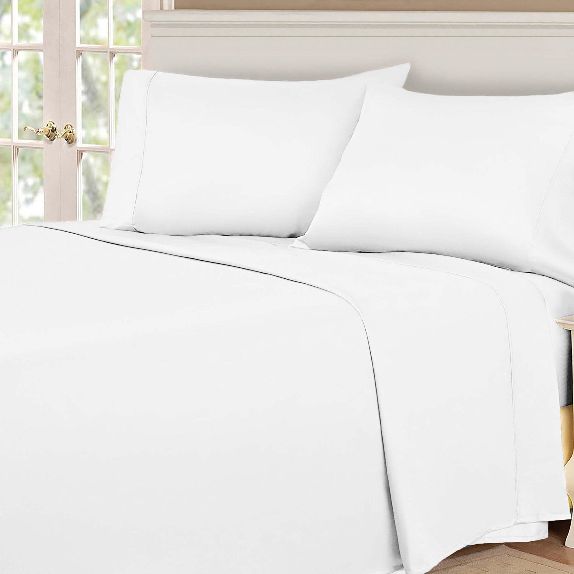 Premium 100% Egyptian Cotton 530 Thread Count Bed Sheet Set - Ultra Soft Breathable Sheets for Luxury Hotel-Style Bedding (Queen Size, White) - Perfect for Master Bedrooms, Guest Rooms & Airbnb Listings