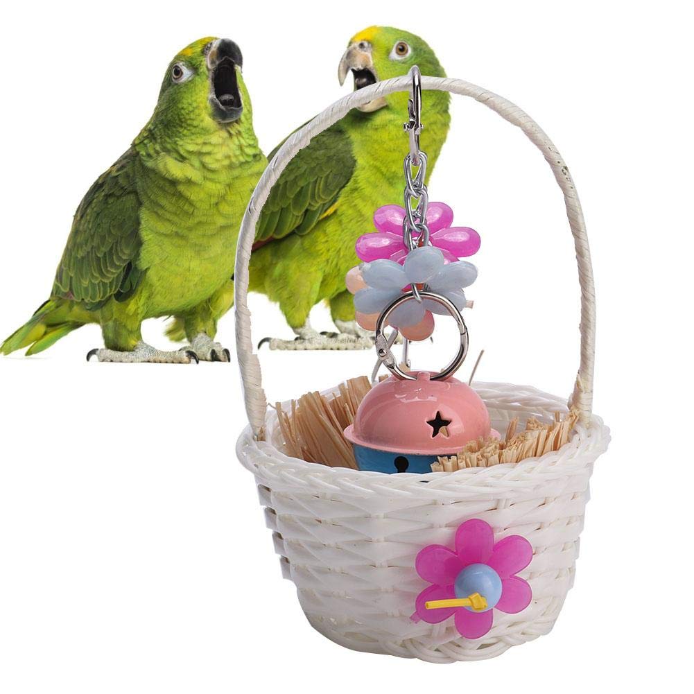 Colorful Woven Bird Basket Toy - Chew-Proof & Durable Small Pet Playhouse for Parrots, Cockatiels & Lovebirds - Perfect for Cage Enrichment & Interactive Playtime