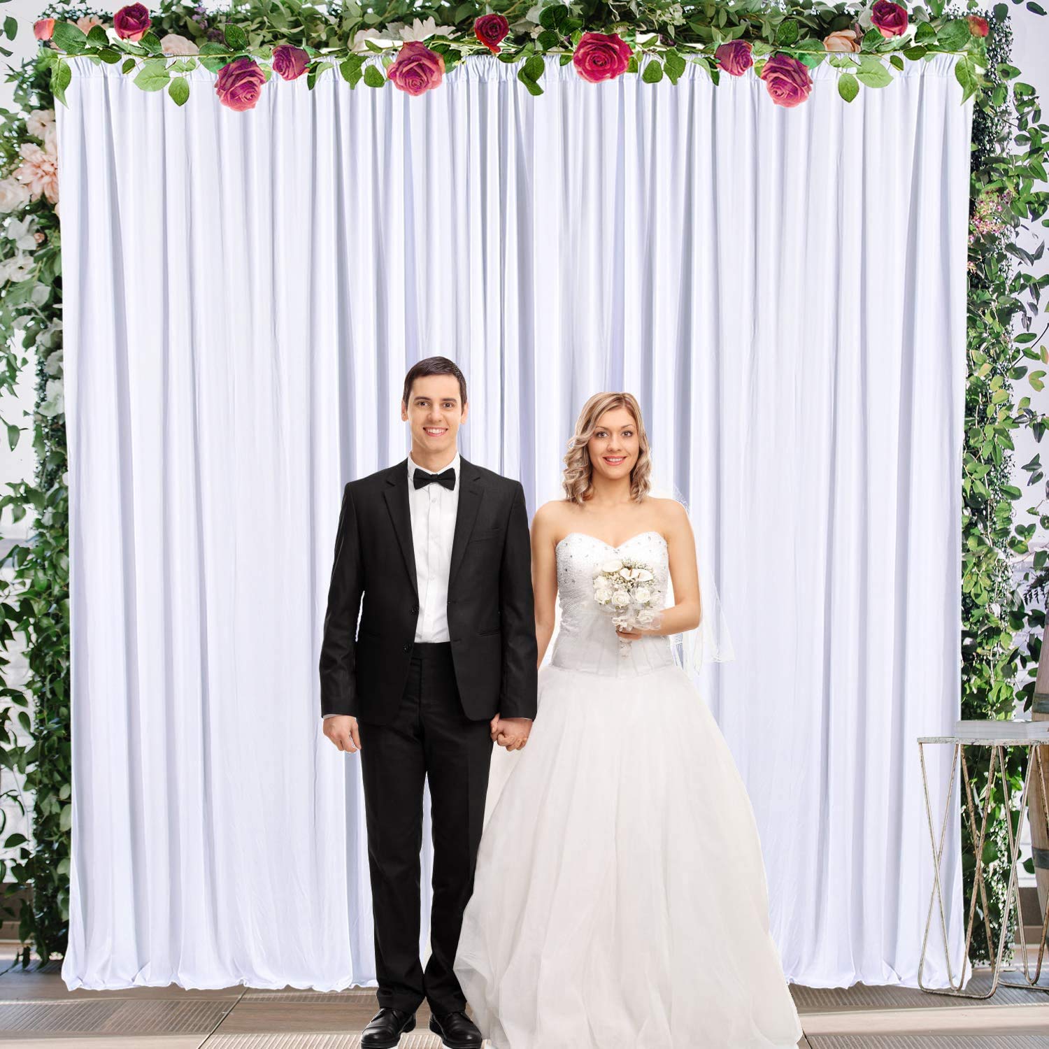 White Backdrop Curtain for Parties, Weddings, Baby Showers, Birthdays & Anniversaries - 2 Panels 5x10ft Photography Video Decor - Perfect for Events, Studios & Home Decor
