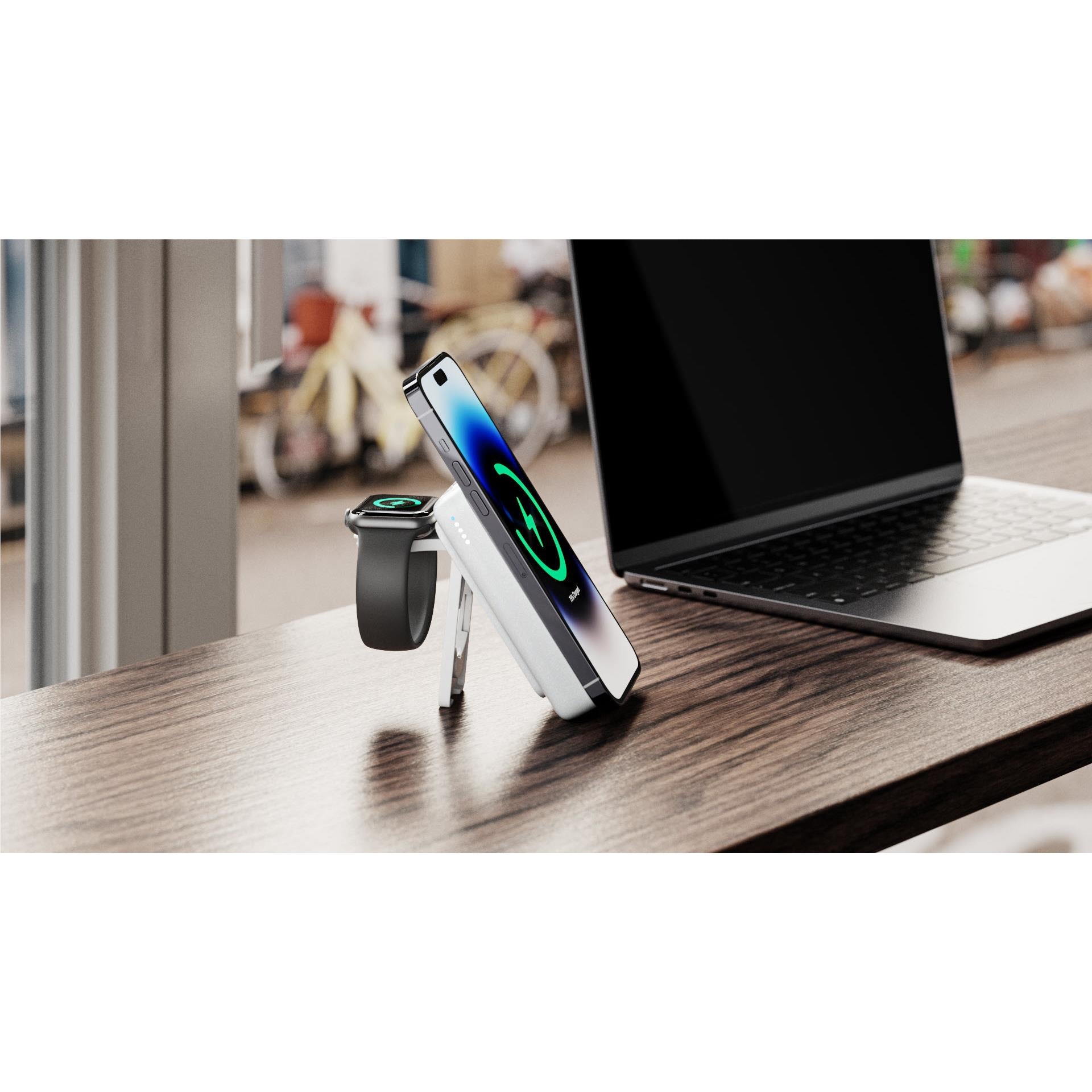 ALOGIC 4-in-1 Wireless Charging Station with 10,000mAh Power Bank - Fast Qi Charger for iPhone, Samsung, AirPods - White | Home Office Desk Organizer & Travel Companion