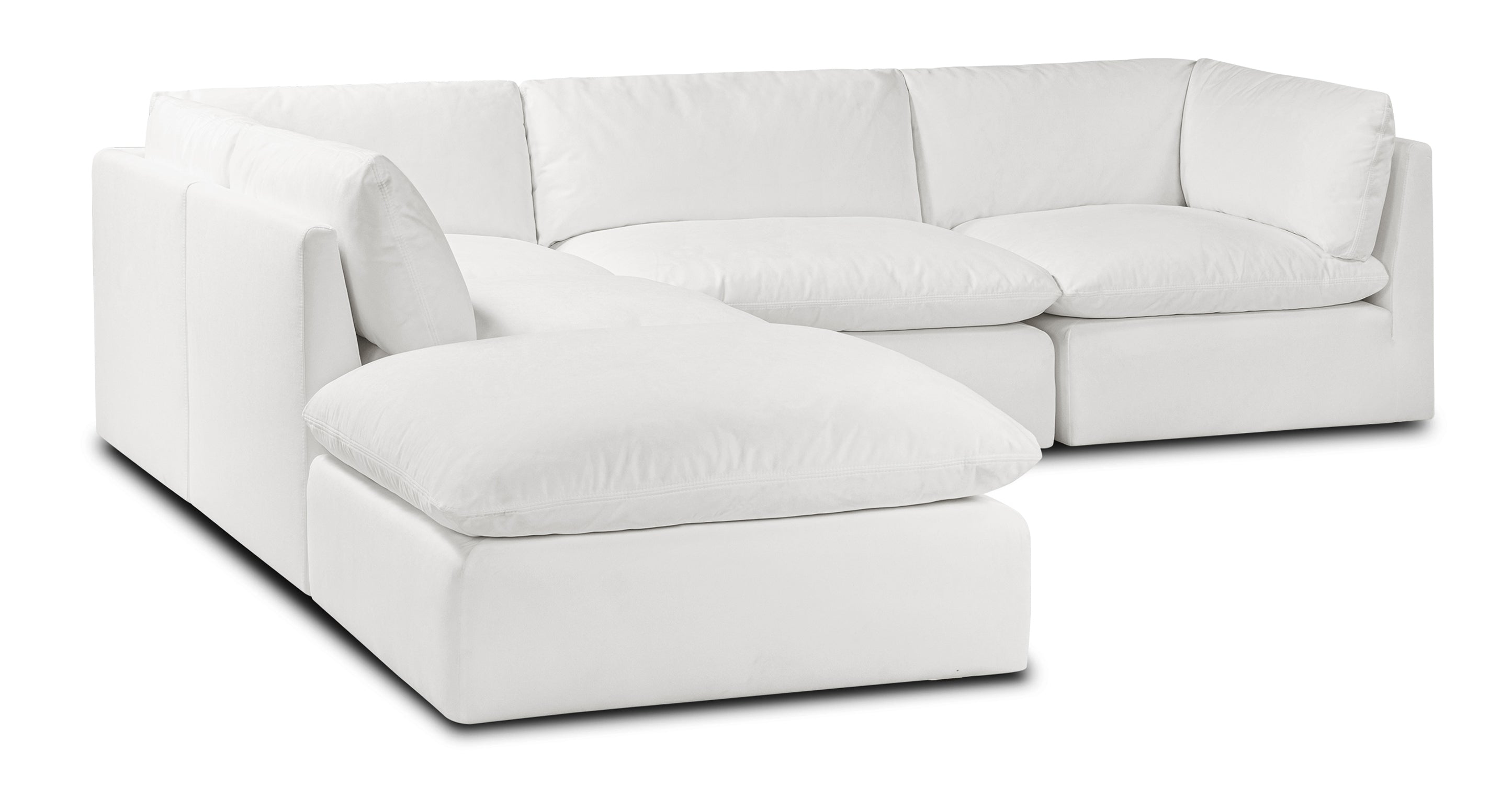 5-Seat Davos Modular Chaise Sectional Sofa - Modern L-Shaped Couch for Living Room, Family Room & Lounge - Soft Fabric Upholstery with Reversible Chaise