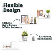 Greenco Floating Picture Shelves - Set of 2 Wall Mounted Photo Ledges for Home Decor | Perfect for Displaying Photos, Art & Decor in Bedroom, Living Room, Kitchen, Bathroom & Nursery | White Finish Home Organization Solution