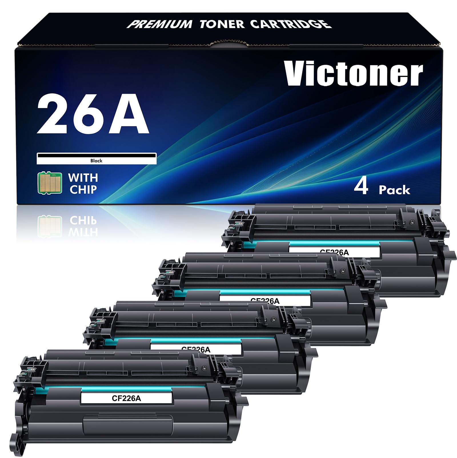 CF226A Compatible Toner Cartridge 4-Pack - High Yield Replacement for HP 26A/CF226A/26X/CF226X - Works with HP LaserJet Pro M402/M426 Series Printers - Perfect for Office & Home Printing Needs