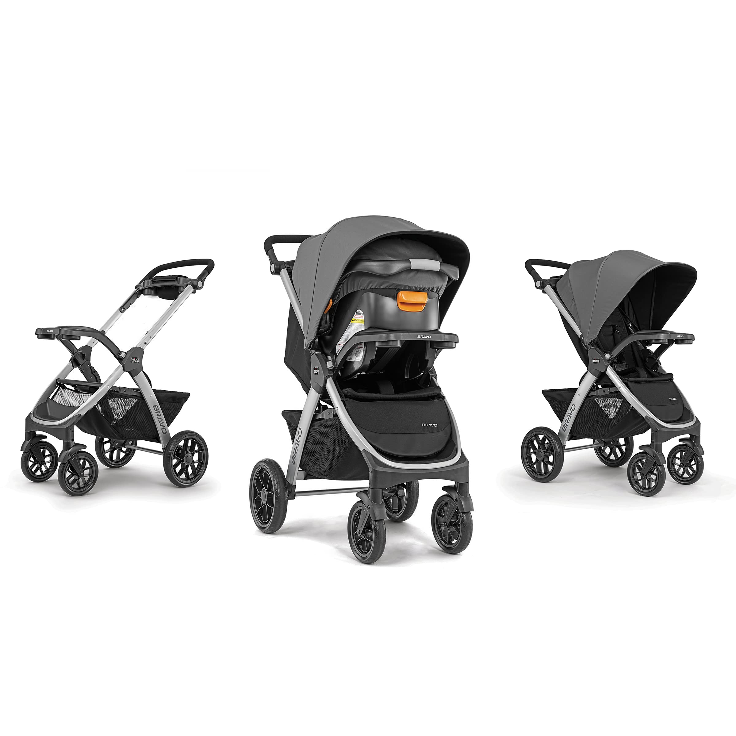 Chicco Bravo 3-in-1 Trio Travel System - Lightweight Quick-Fold Stroller with KeyFit 30 Infant Car Seat & Base | Camden/Black | Perfect for Newborns, Toddlers & Family Travel