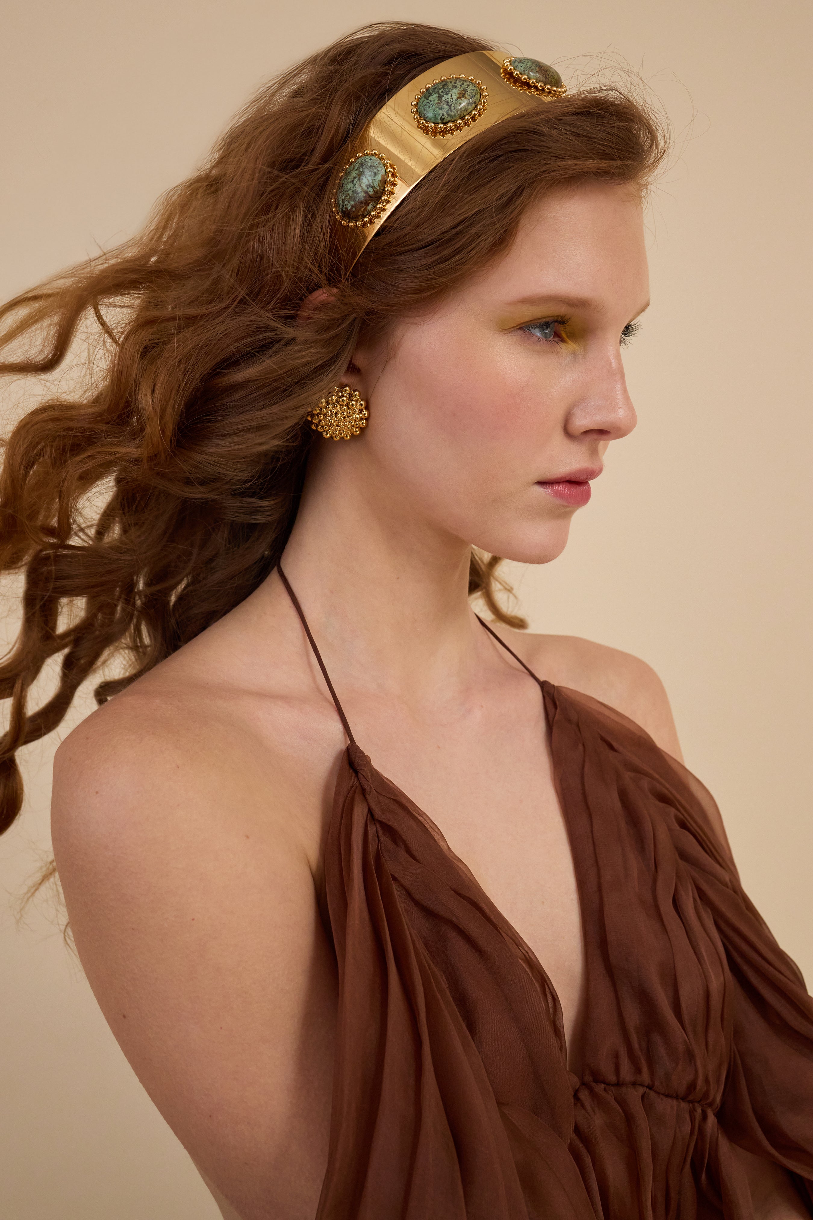 Stylish Liv Ballchain and Stone Wide Headband for Women - Fashionable Hair Accessory for Everyday Wear, Parties, and Special Occasions