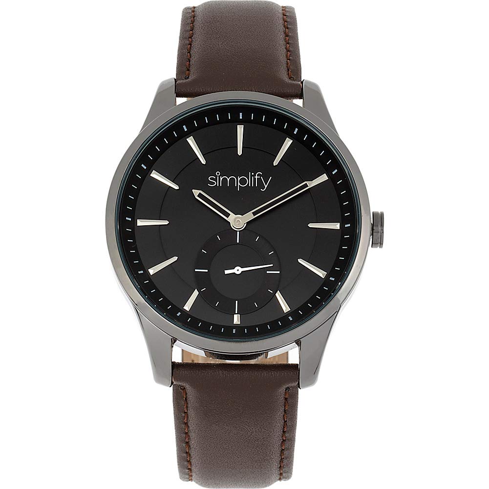 Simplify 6600 Series Genuine Leather Band Watch for Men - Classic Analog Quartz Wristwatch for Business, Casual & Formal Occasions