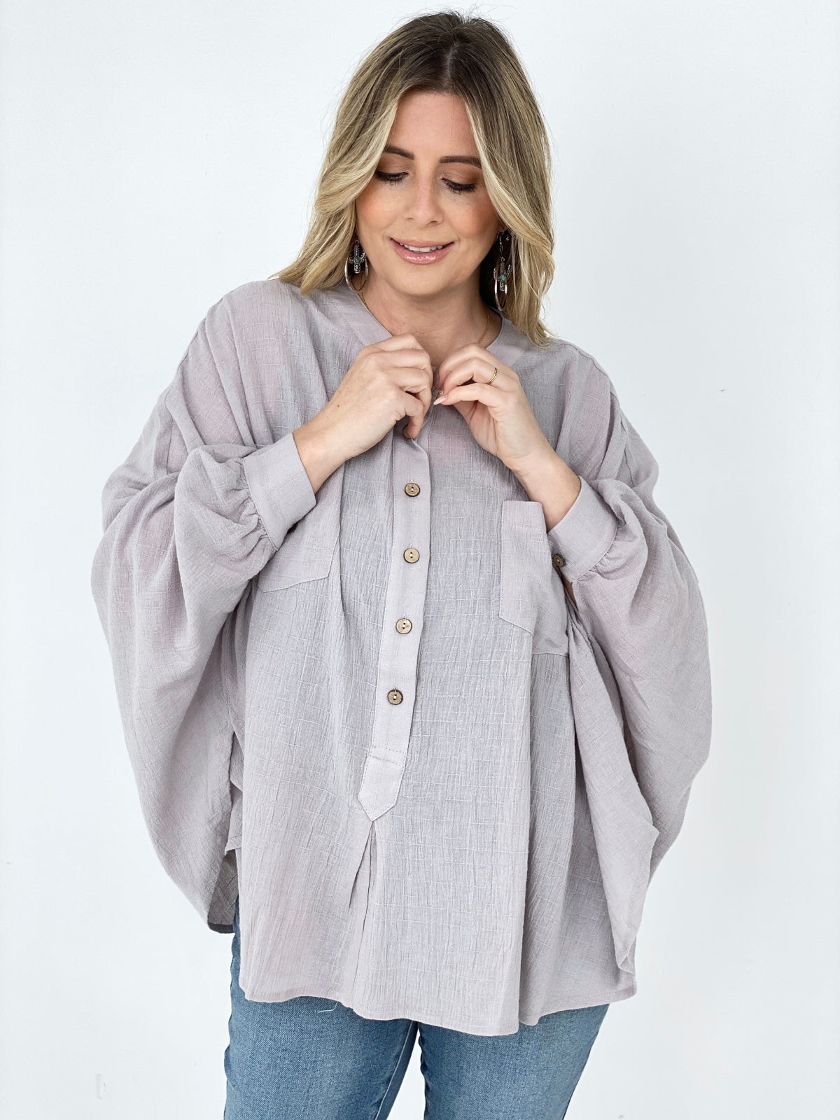 Stylish Oversized Cotton Linen Top for Women - Comfortable Textured Blouse for Casual Wear, Work & Travel