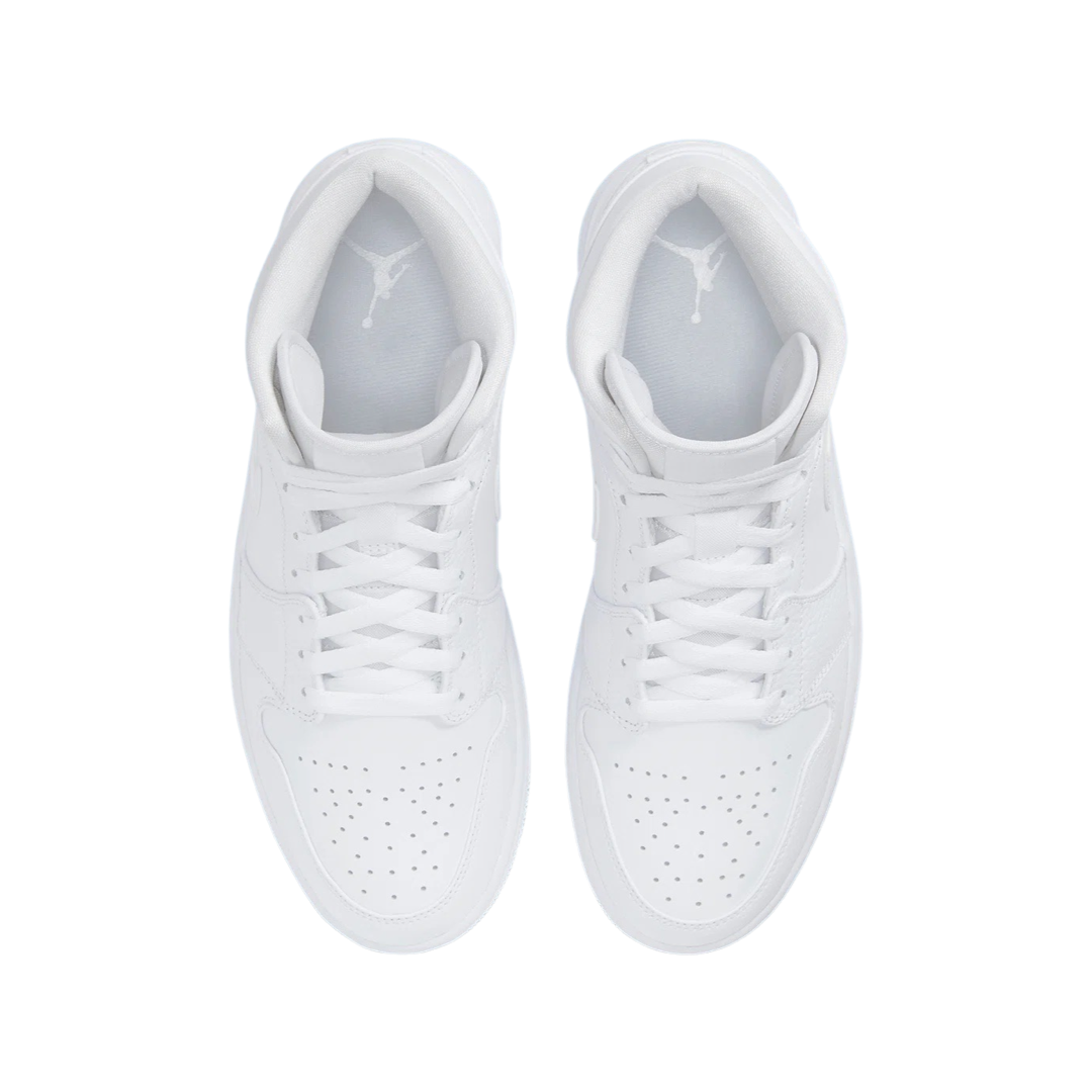 Air Jordan 1 Mid Triple White Sneakers - Men's Basketball Shoes for Casual Wear & Street Style | Perfect for Everyday Fashion & Sports Enthusiasts
