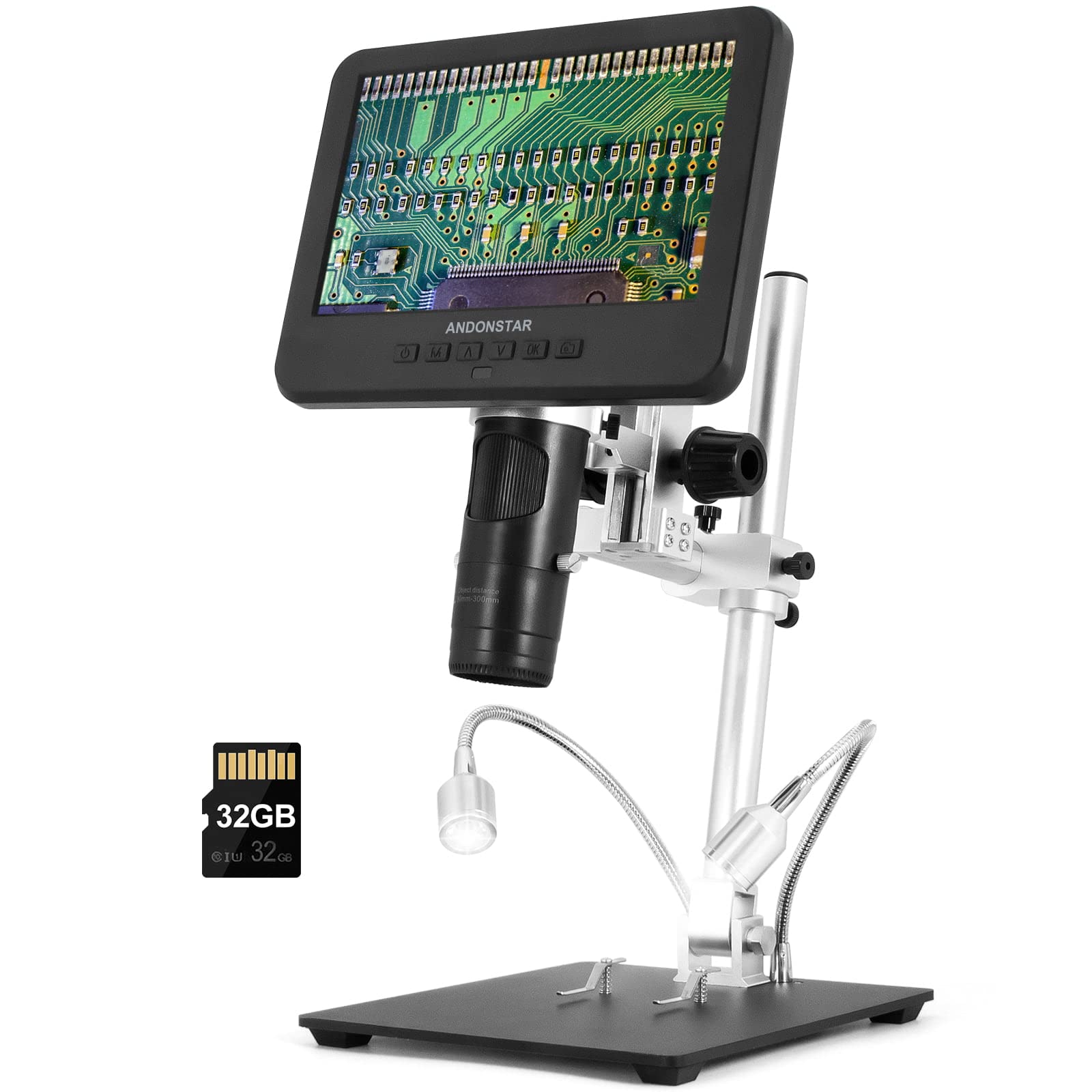 Andonstar AD246SM 2000X UHD 2160P HDMI Digital Microscope - Professional PCB Soldering & Electronics Repair Tool for Phone, Watch, Coin Inspection - Ideal for Hobbyists, Jewelers & Biology Labs