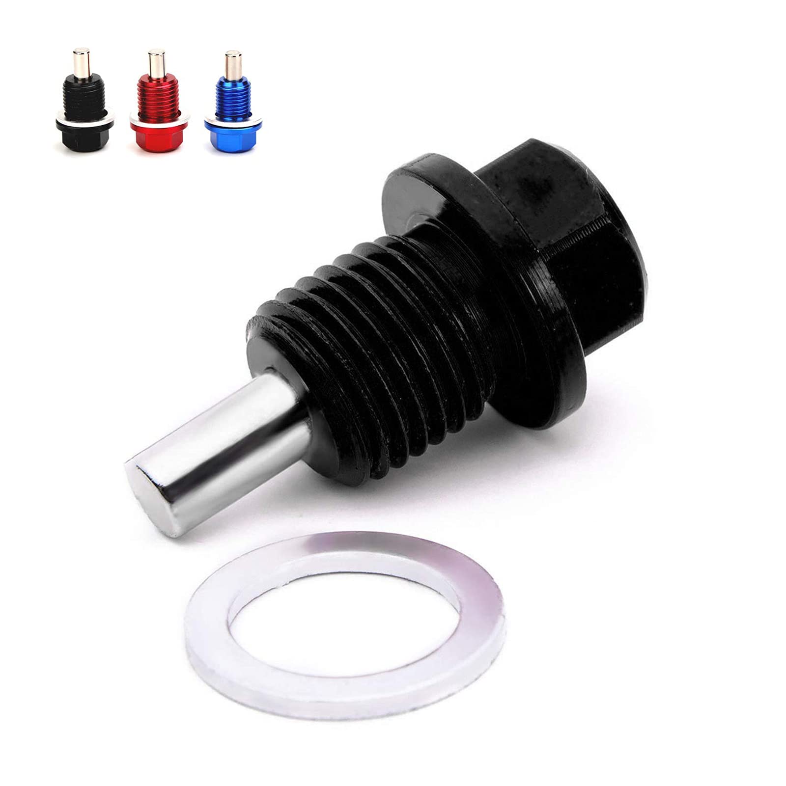 M14x1.5 Magnetic Oil Drain Plug - Black Sump Drain Nut & Oil Drain Bolt for Car, Truck & Motorcycle Engine Maintenance