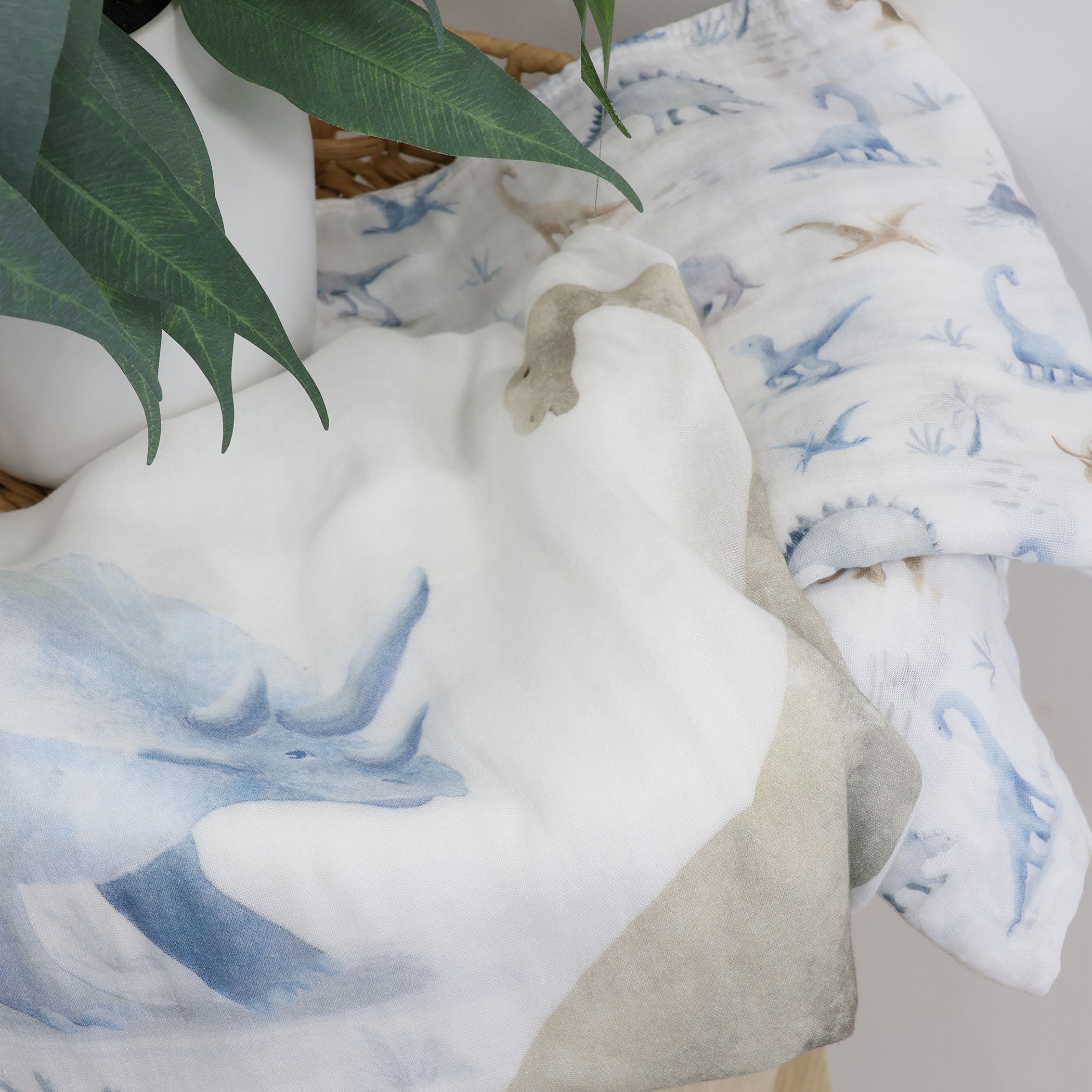 Jurassic Bamboo 3-Pack Muslin Baby Swaddle Blankets - Soft & Breathable for Newborns, Infants - Perfect for Swaddling, Nursing, Stroller & Car Seat Covers