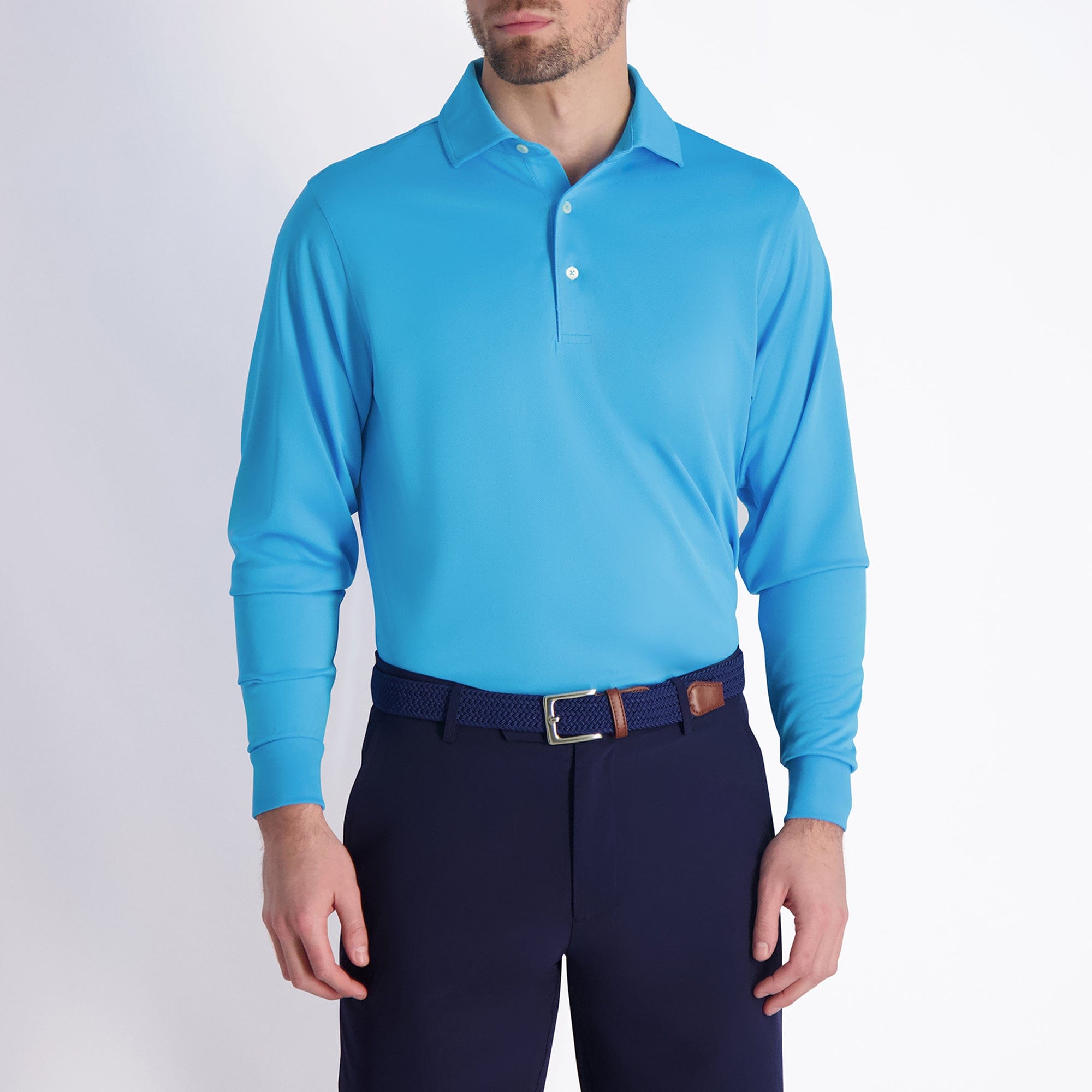 Premium USA Mchugh Long Sleeve Pique Polo Shirt for Men - Comfortable Business Casual Wear for Office, Golf & Outdoor Activities