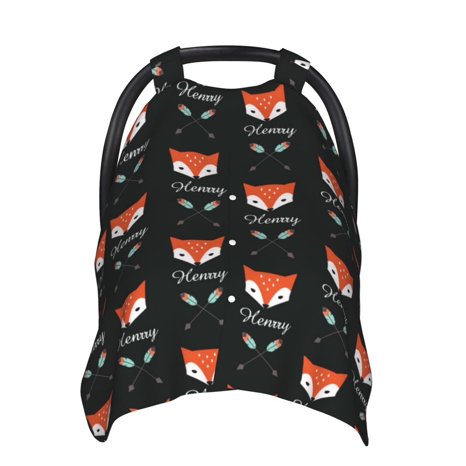 Custom Personalized Tribal Fox & Arrow Baby Car Seat Canopy - Embroidered Name, Minky Nursing Blanket for Boys & Girls - Stroller Cover & Breastfeeding Canopy (27.5