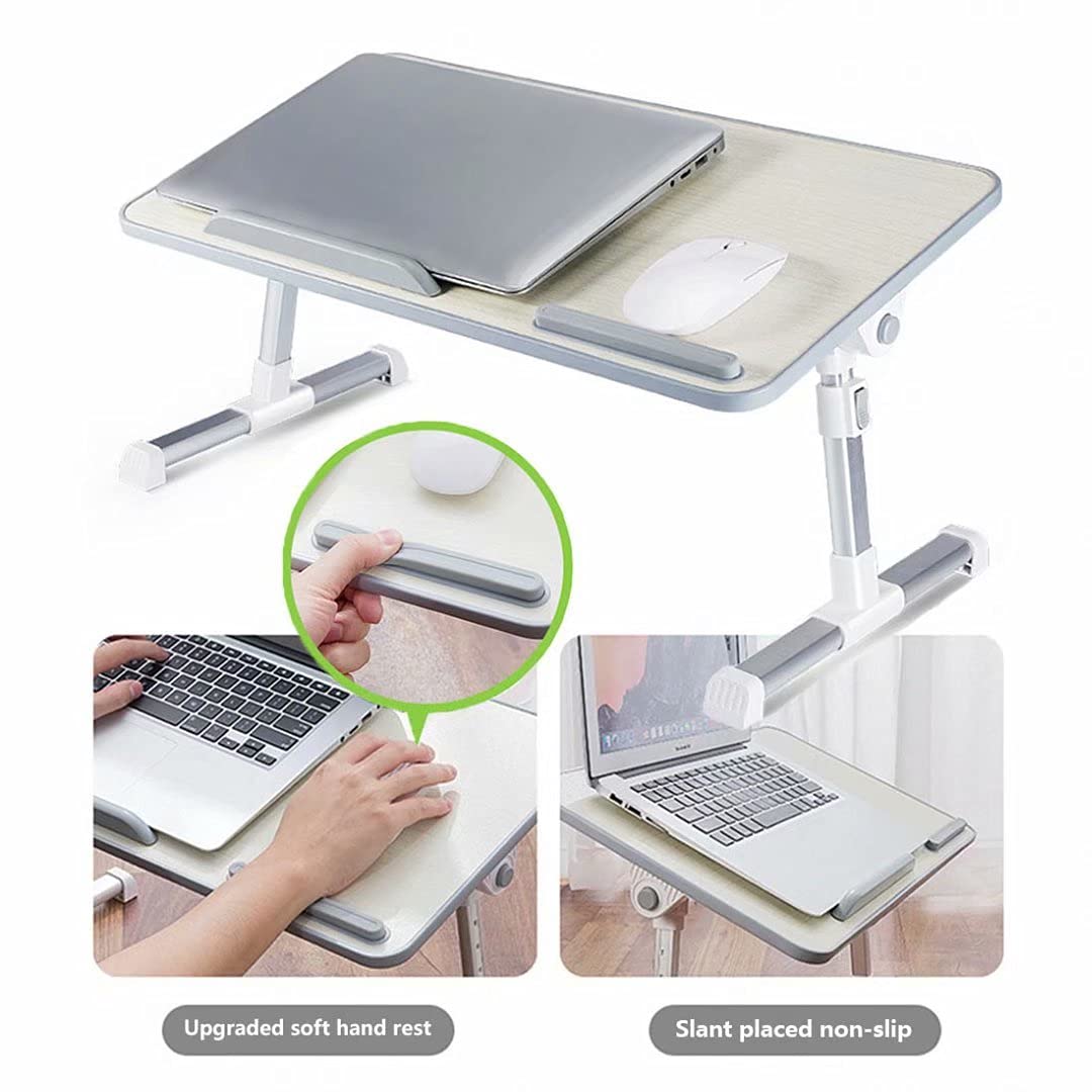 Adjustable Laptop Stand with USB Cooling Fans - Foldable Bed Desk for Home Office, Study & Work - Portable Lap Standing Table with Ergonomic Design - Perfect for Remote Work, Online Classes & Bedroom Use