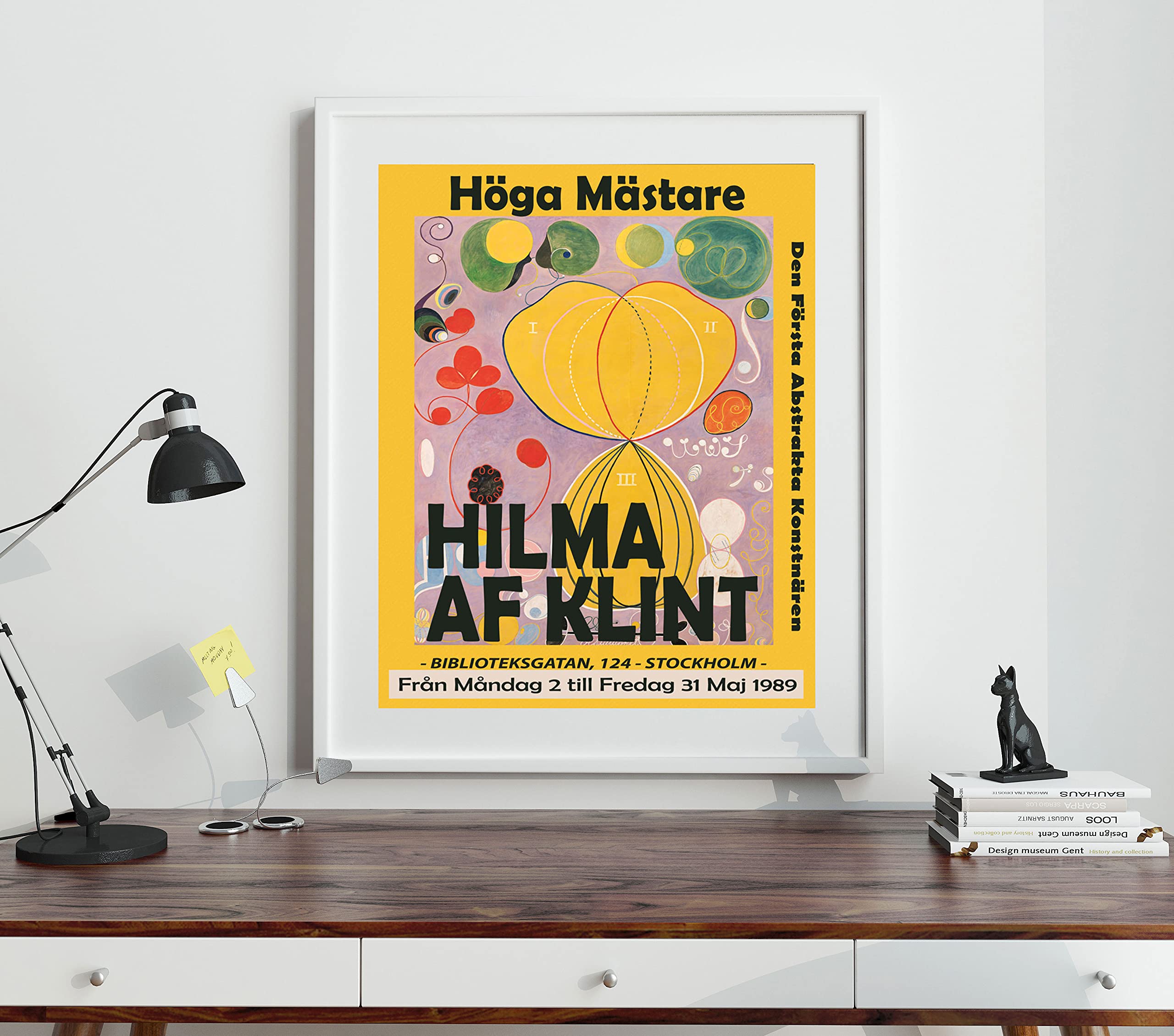 Hilma Af Klint Inspired Modern Abstract Wall Art - Minimalist Black & Yellow Painting for Living Room Decor | Exhibition Quality Canvas Print (24x36 Inches) - Perfect for Home, Office & Gallery Wall Displays