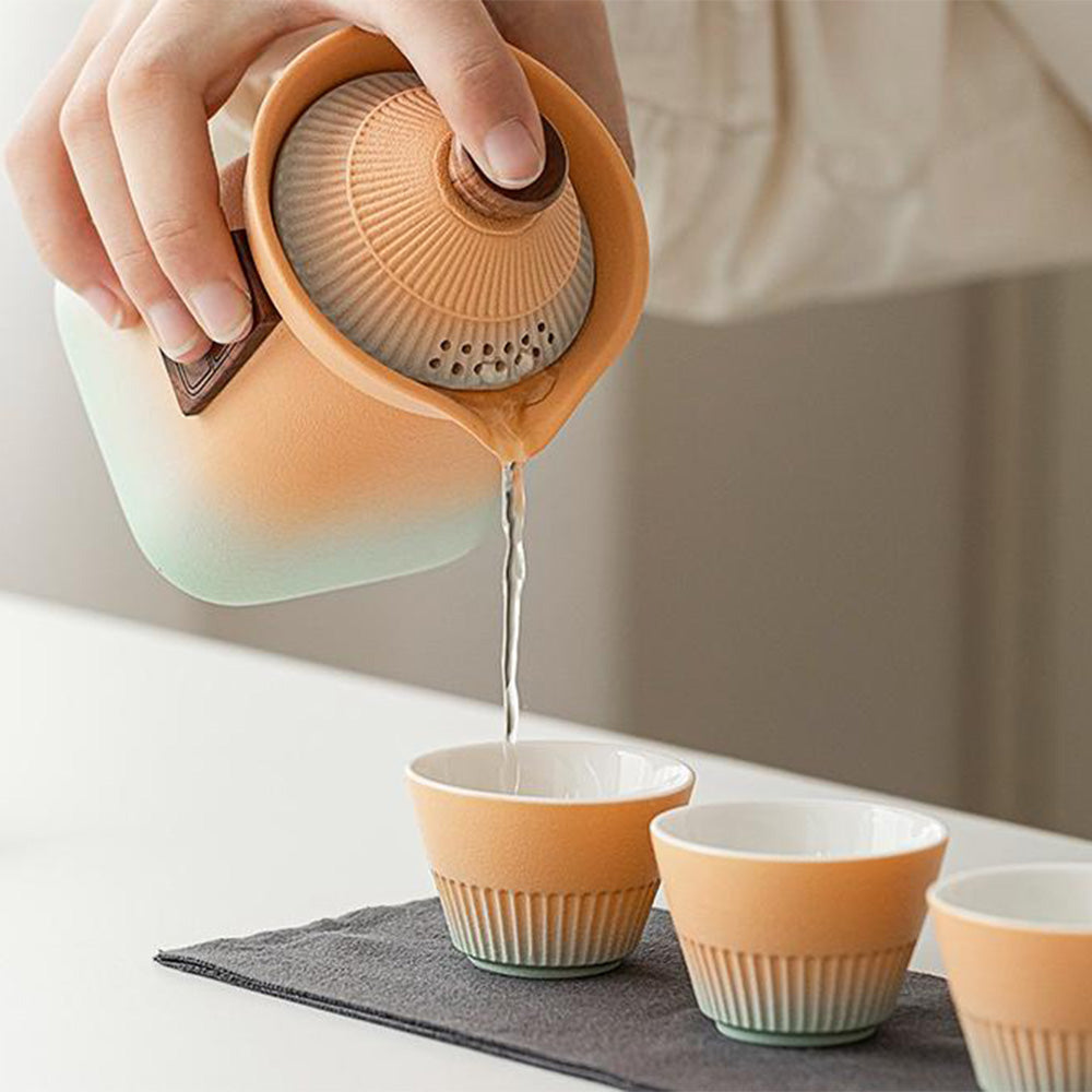 Premium Chinese Palace Kuai Ke Travel Tea Set - Portable Ceramic Tea Cup with Infuser - Perfect for Camping, Office, and Gifts