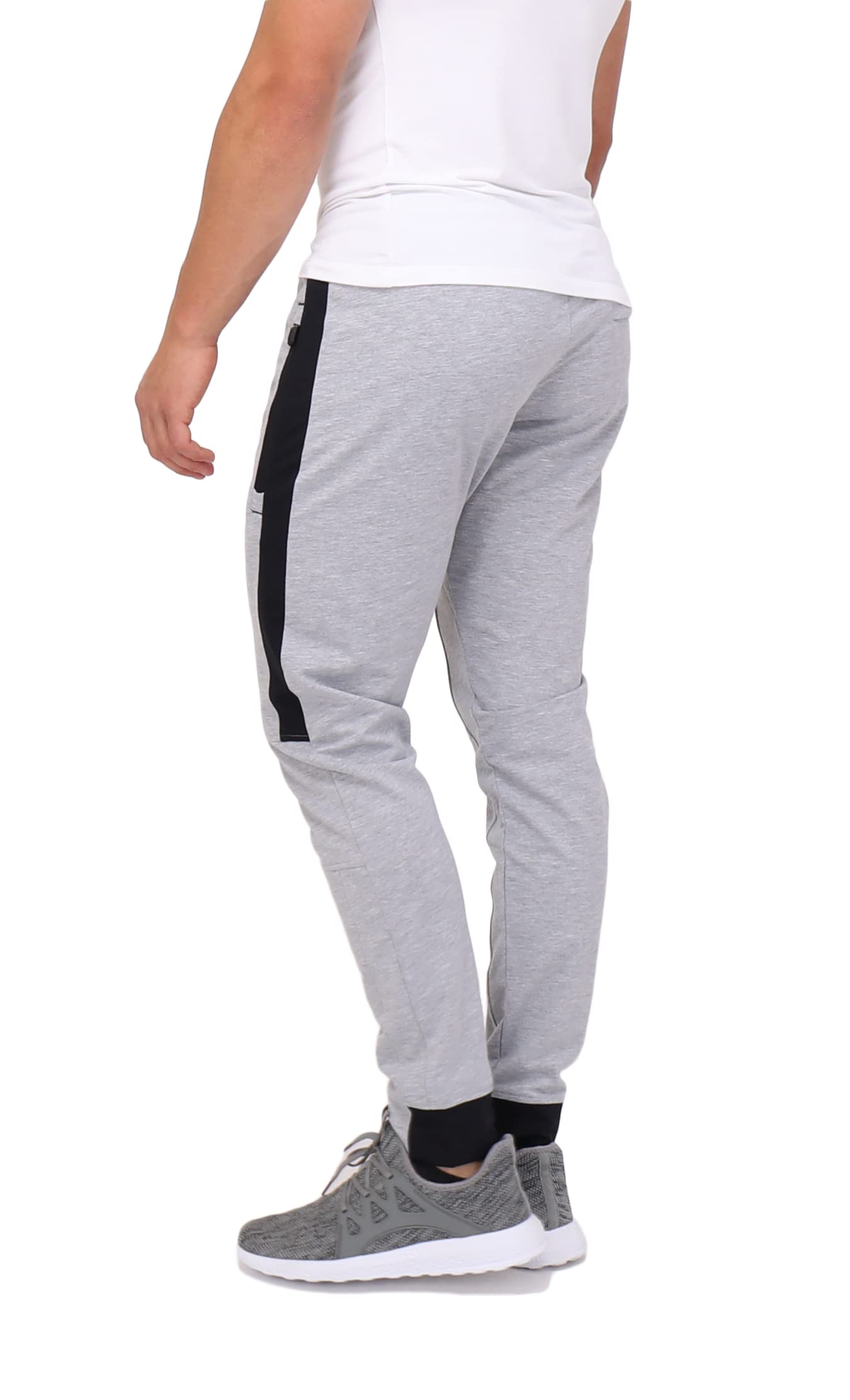 **SCR SPORTSWEAR Men's Tall Jogger Sweatpants - Athletic Workout Pants with Zipper Pockets for Running, Gym & Casual Wear**