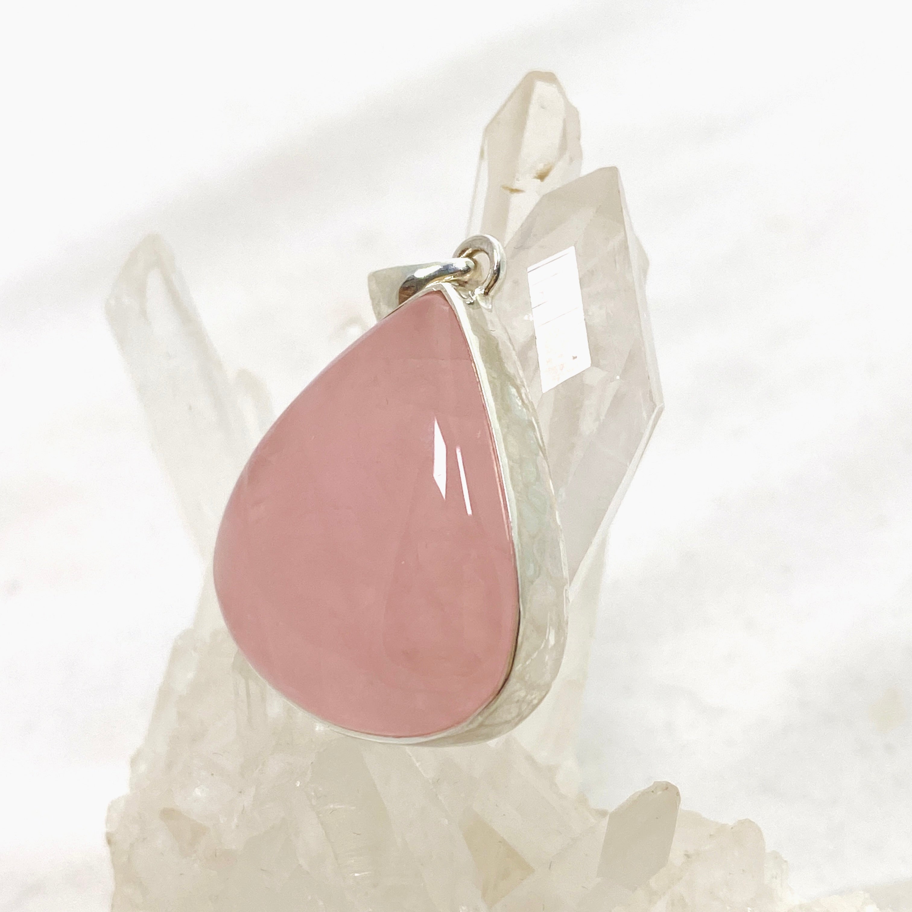 Rose Quartz Teardrop Cabochon Pendant KPGJ4689 - Natural Gemstone Jewelry for Women, Healing Crystal Necklace for Meditation, Yoga & Spiritual Gifts