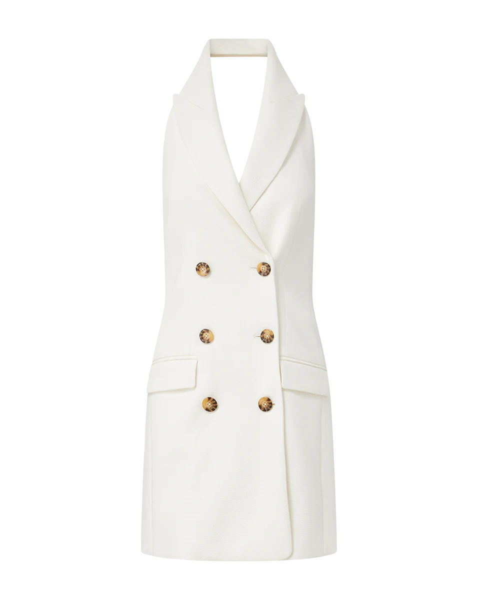 Claridge Blazer Dress in Off White | Women's Elegant Office Wear & Evening Cocktail Dress for Business & Special Occasions