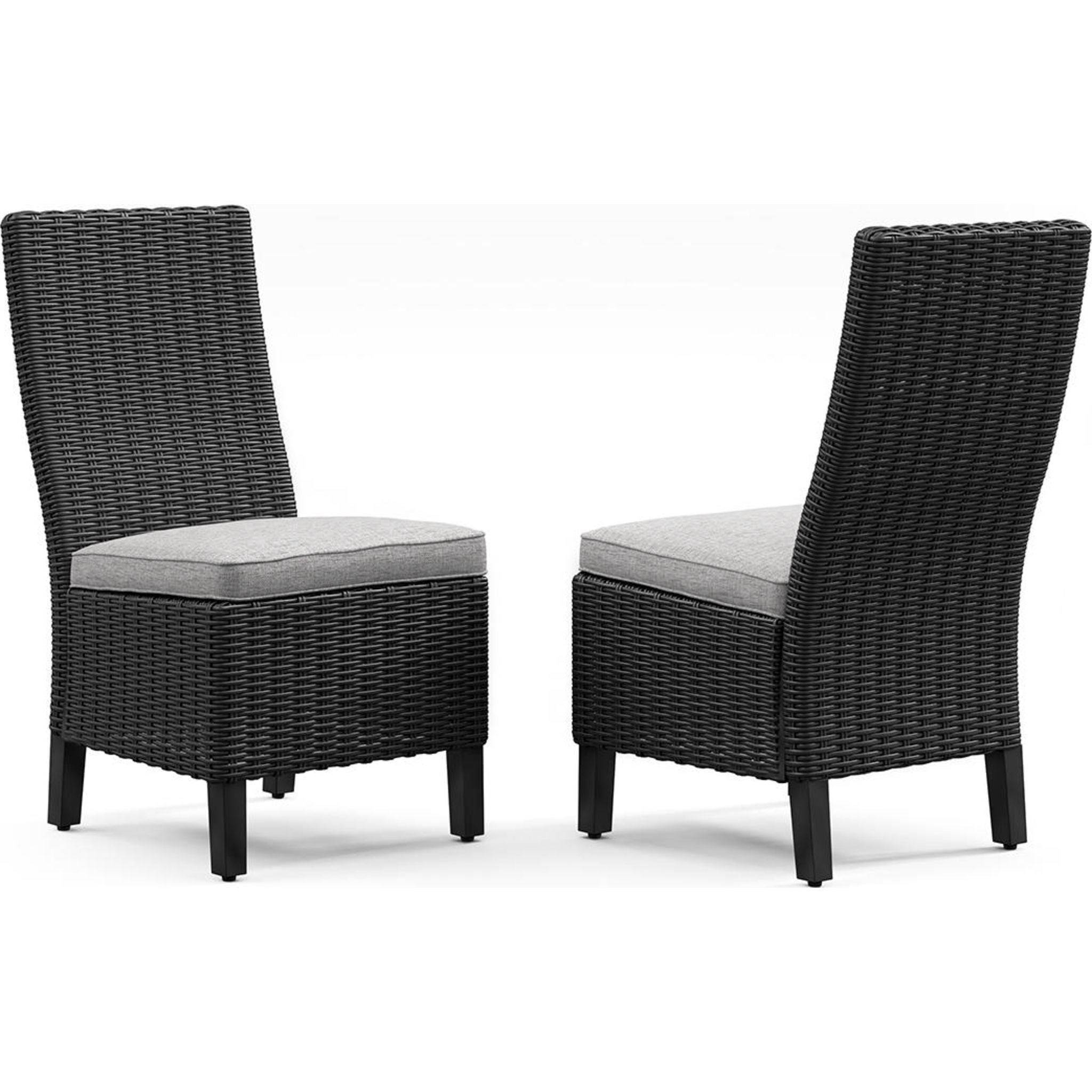 Beachcroft Outdoor Patio Chairs with Cushions (Set of 2) - Waterproof Black & Light Gray Lounge Chairs for Backyard, Poolside, Deck, and Garden Relaxation