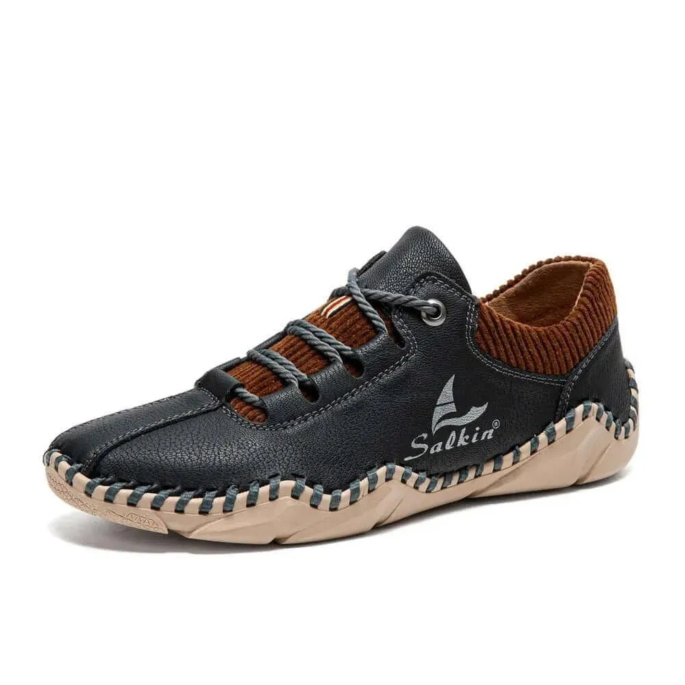 Jango Men's Casual Leather Sneakers - Comfortable Walking Shoes for Men - Breathable & Lightweight Trainers for Everyday Wear, Work, and Travel