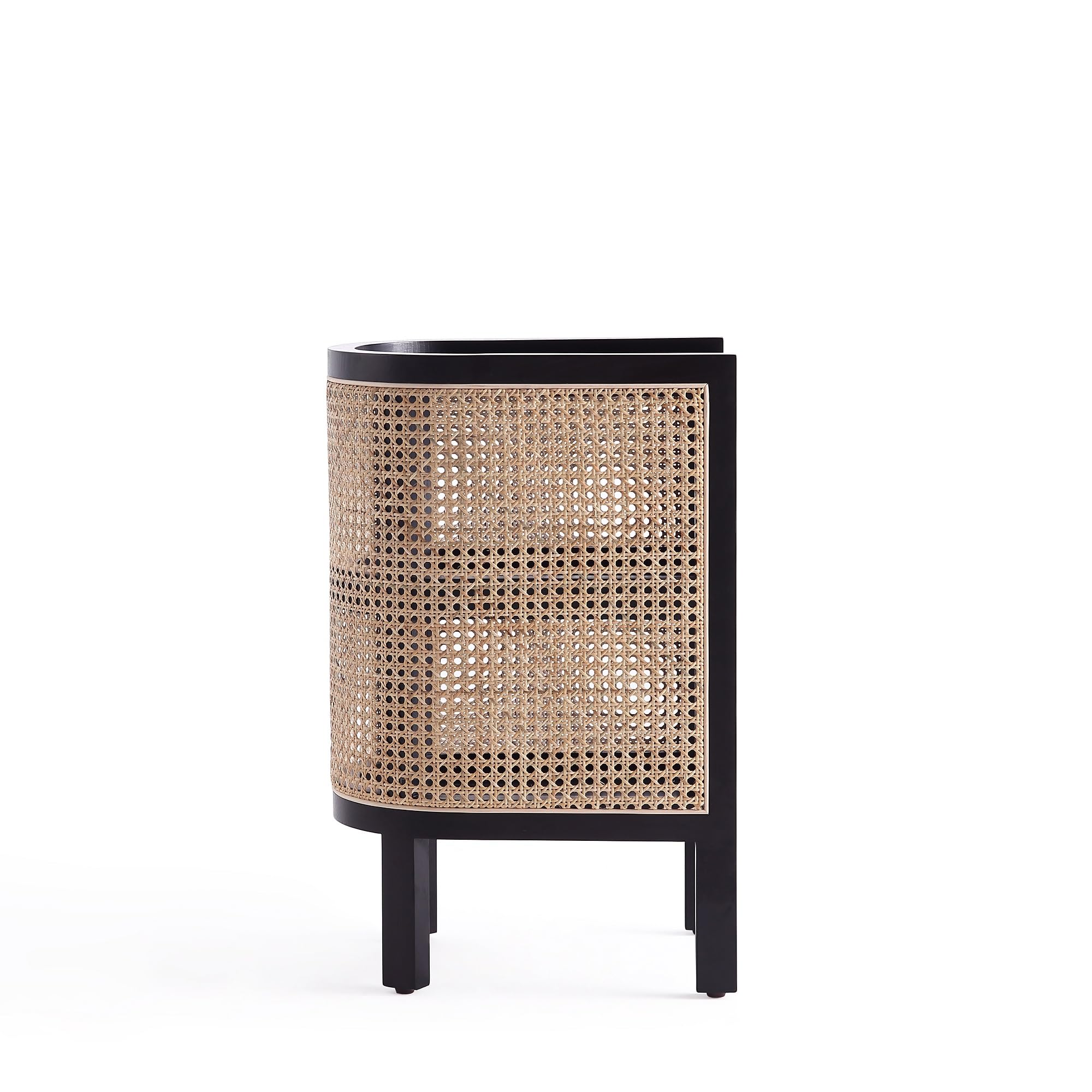 Versailles Rattan Bedside Table - 2-Tier Storage End Table for Living Room, Bedroom & Home Office - Black/Natural Cane Accent Table | Perfect for Small Spaces, Nightstand Use & Sofa Side Table