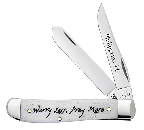 Case XX WR Mini Trapper Pocket Knife - 3.5 Inch Closed, Smooth Natural Bone Handle, Stainless Steel Blade (Item #60869) - Perfect for Camping, Hiking & Everyday Carry (EDC)
