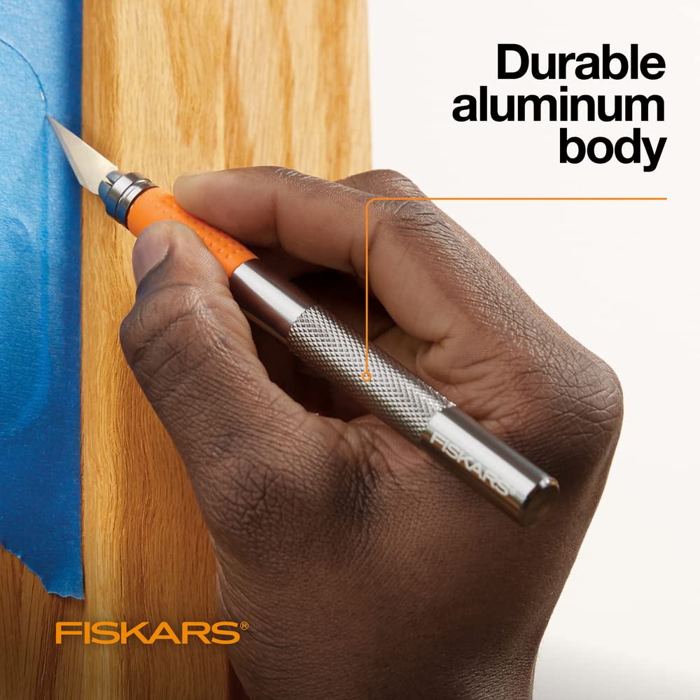 Fiskars SoftGrip Detail Craft Knife - 8 Inch Precision Hobby Knife with Safety Cover - Multi-Purpose Exacto Blade for DIY, Scrapbooking & Model Making - Perfect for Arts, Crafts & Home Projects