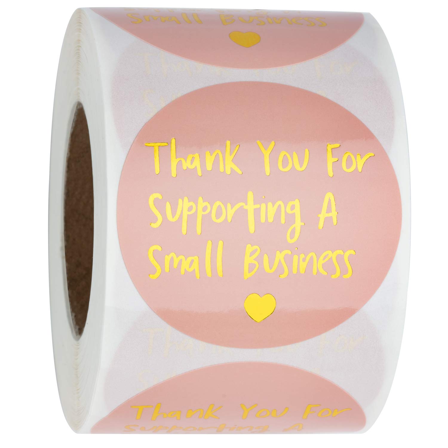 WRAPAHOLIC Thank You Stickers for Small Business - Gold Foil & Pink Background Shipping Labels (2x2 Inch, 500 Pack) - Perfect for Etsy Sellers, Shopify Stores & Small Business Packaging