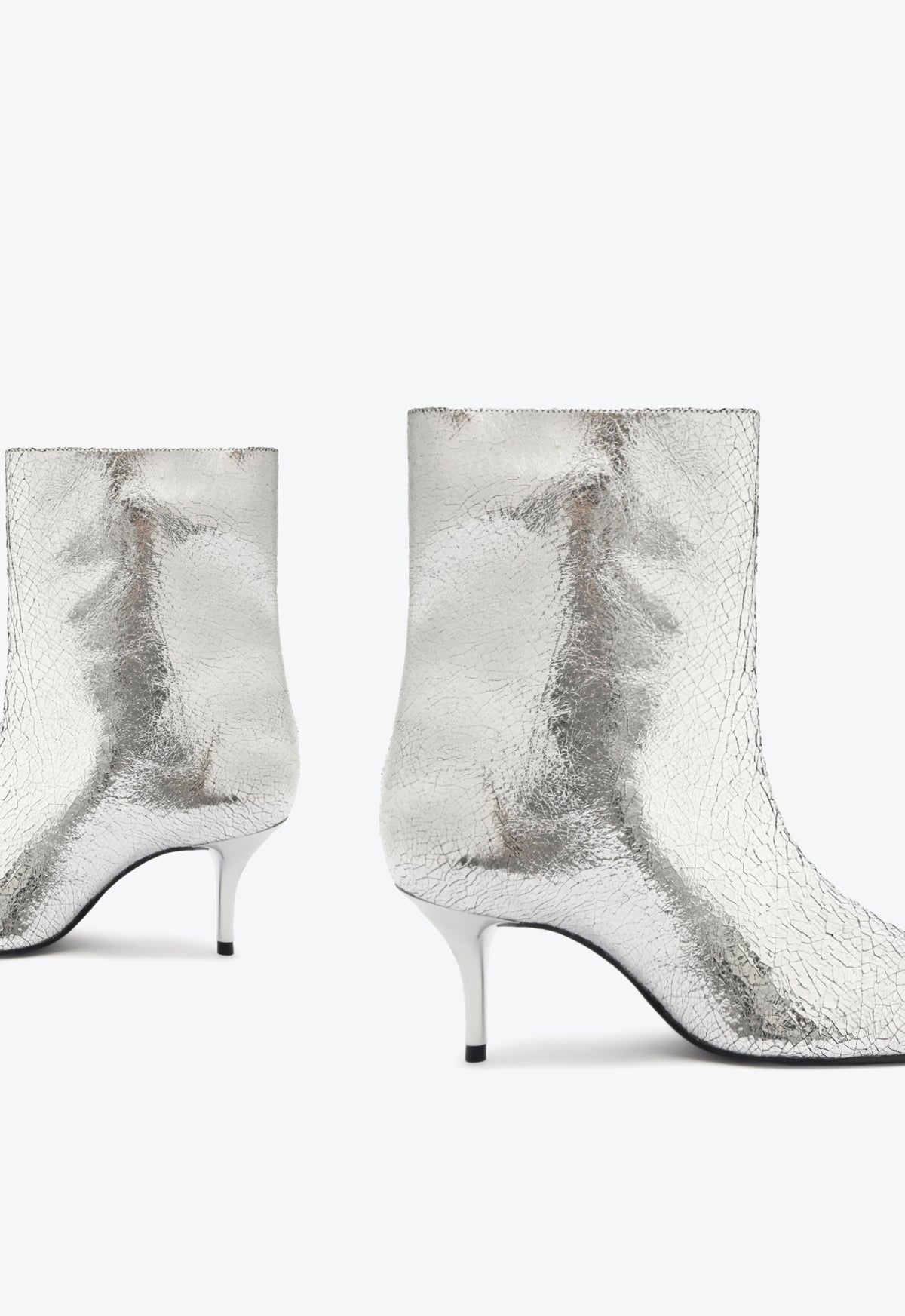 Frances Crackled Leather Bootie - Mid Heel Height 2.4