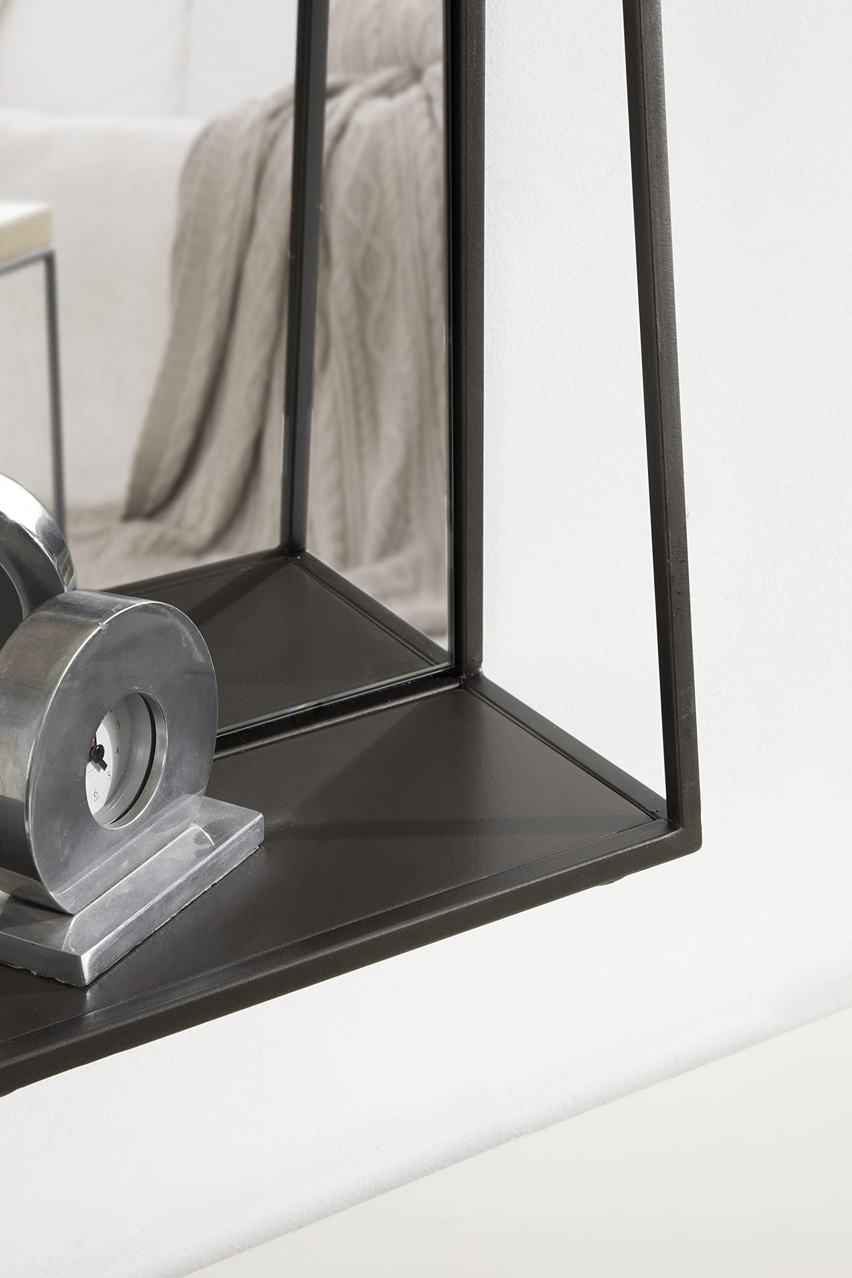 Kate and Laurel Lintz Modern Wall Mirror with Shelf - 18x24 Inches Charcoal Frame - Decorative Transitional Mirror with Storage | Perfect for Entryway, Living Room & Bedroom Decor