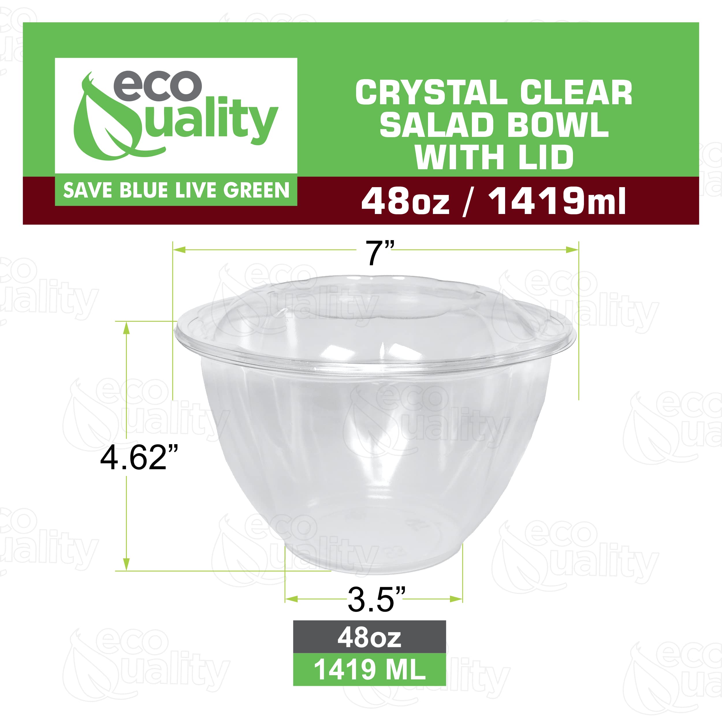 48oz Clear Disposable Salad Bowls with Lids (600 Pack) - BPA-Free Plastic Food Storage Containers for Meal Prep, Takeout, Picnics & Parties | Airtight Leakproof Design Keeps Salads, Fruits & Leftovers Fresh | Perfect for Restaurants, Catering & Home Use