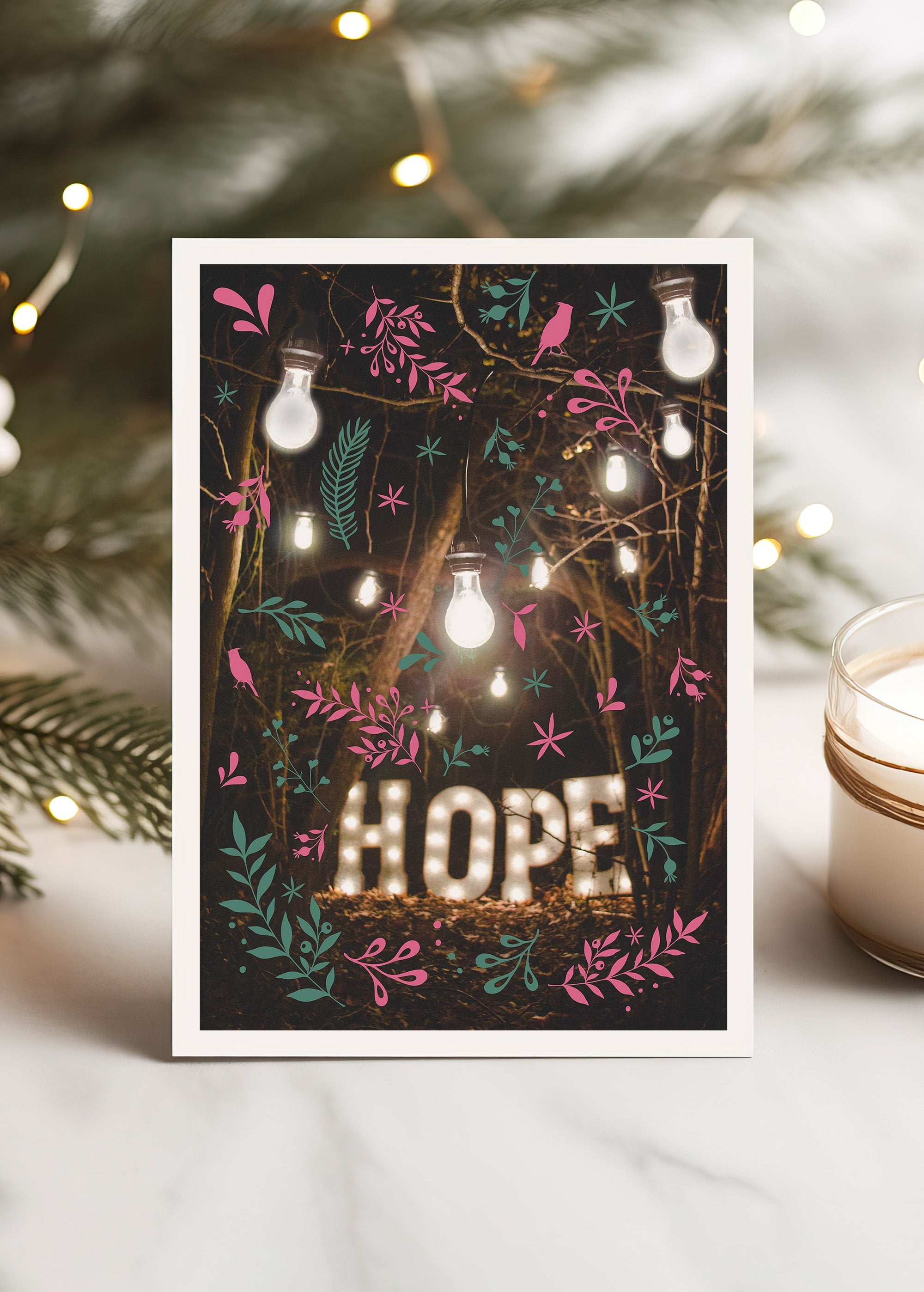 Hope Sign A6 Christmas Greetings Card - Elegant Holiday Cards for Family & Friends - Perfect for Christmas Wishes, Office Gifts & Festive Decorations