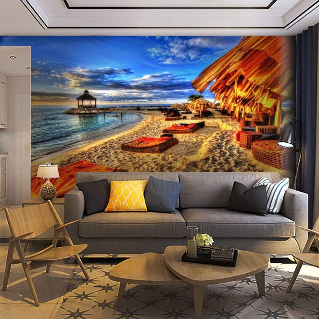 Jamaica Self-Adhesive Removable Wallpaper Mural - Peel & Stick Wall Decal for Living Room, Bedroom, Home Decor | Tropical Beach Theme Wall Sticker for DIY Home Improvement & Interior Design