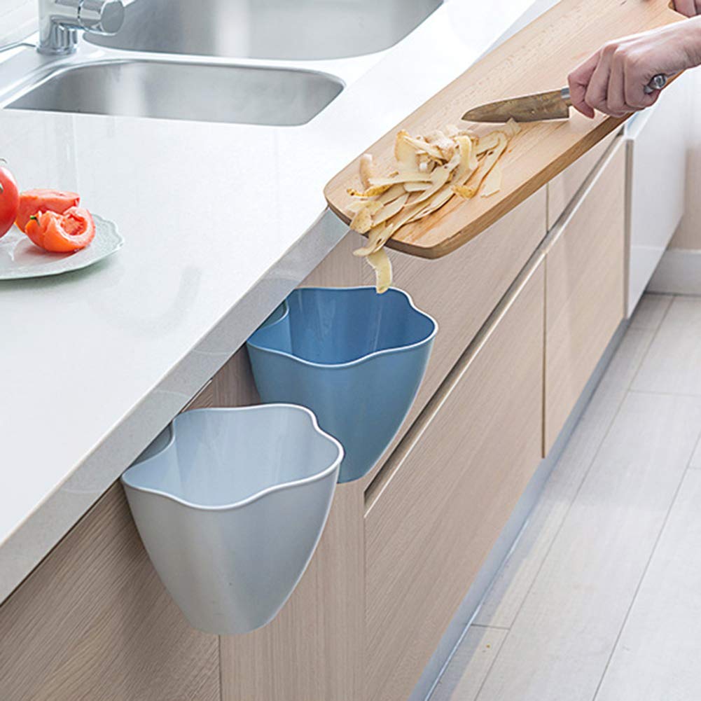 Hanging Trash Bin for Kitchen Cabinet Drawer Door - Mini Wastebasket for Kitchen, Office, Hotel, Restaurant & Cafe - Space-Saving Grey Garbage Can - Perfect for Small Spaces & Organization