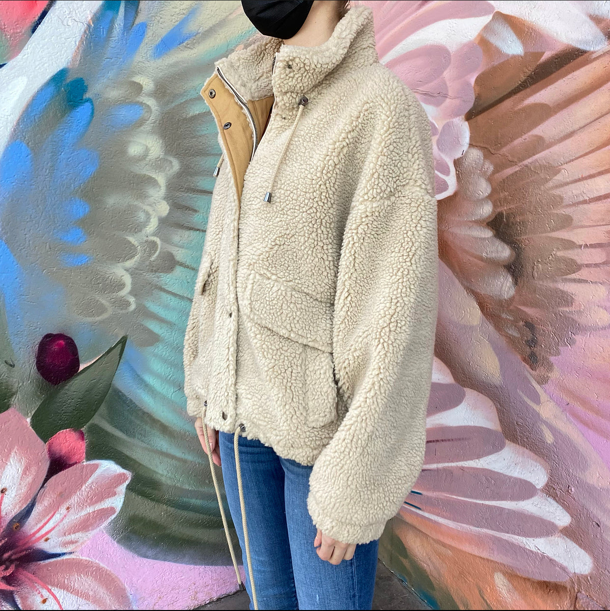 BA&SH Beige Sherpa Sanja Teddy Jacket - Cozy Winter Outerwear for Women | Perfect for Casual Outings, Date Nights & Cold Weather Fashion