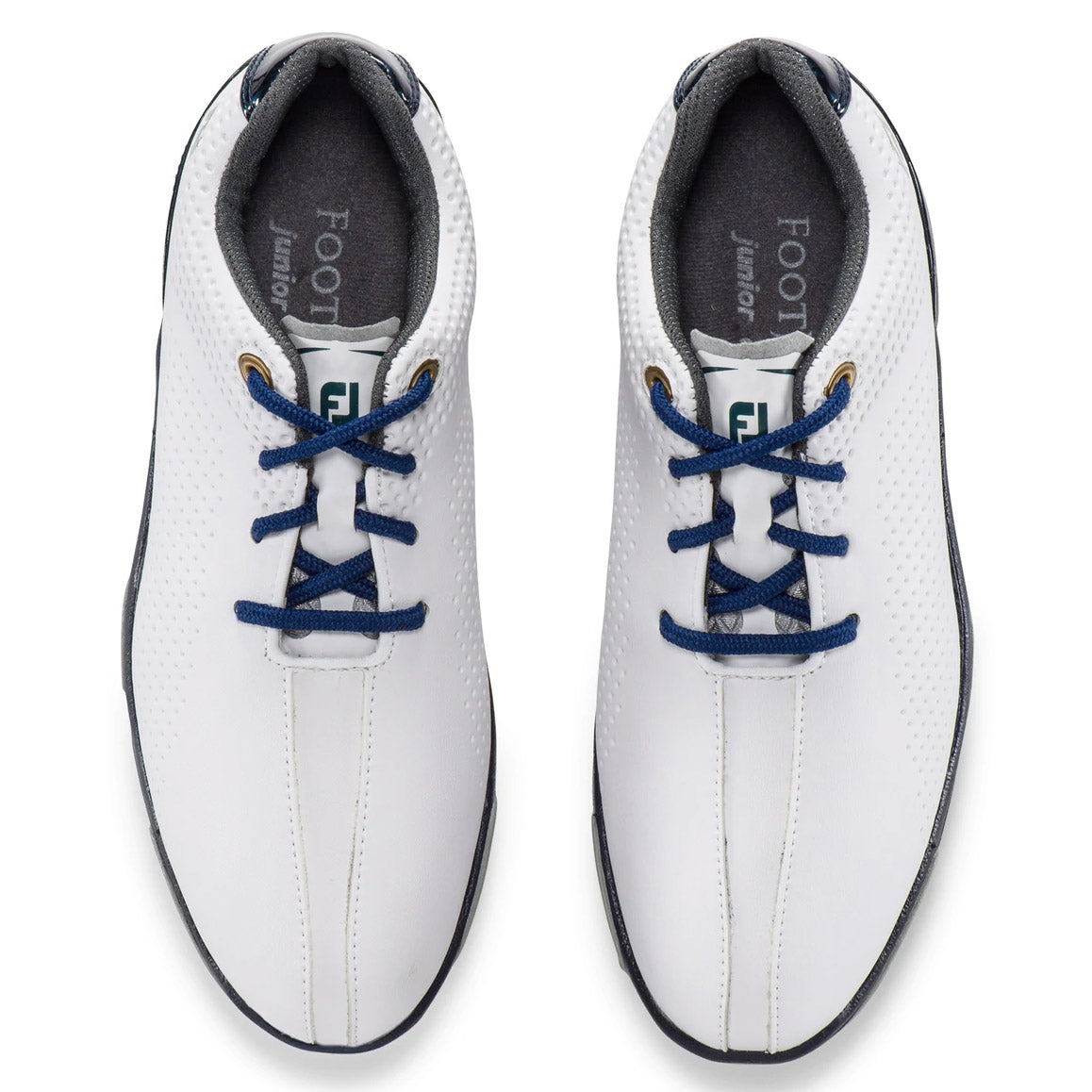 FootJoy D.N.A. White Junior Golf Shoes - Lightweight & Waterproof for Young Golfers - Perfect for Tournaments & Driving Range Practice
