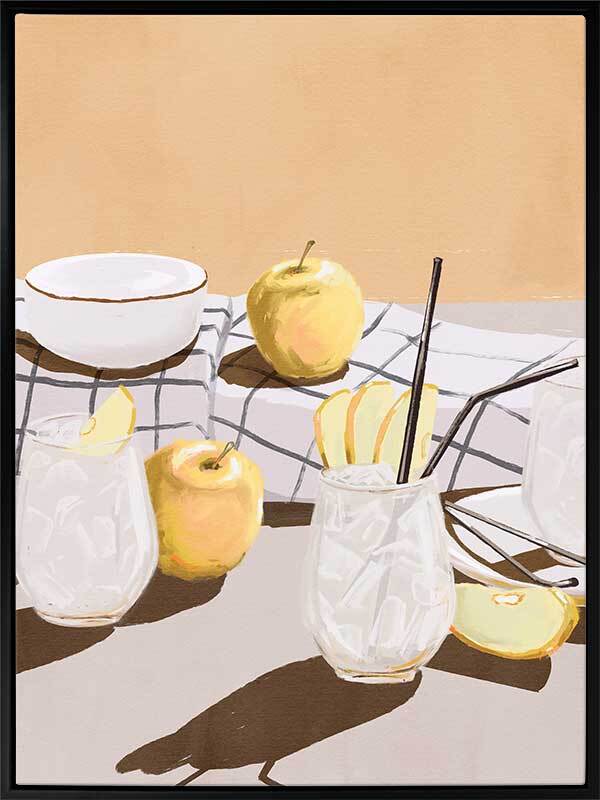 Premium Apple Juice Canvas Art Print - High-Quality Fruit Theme Wall Decor for Kitchen, Dining Room & Cafe - Perfect for Home & Office Decoration